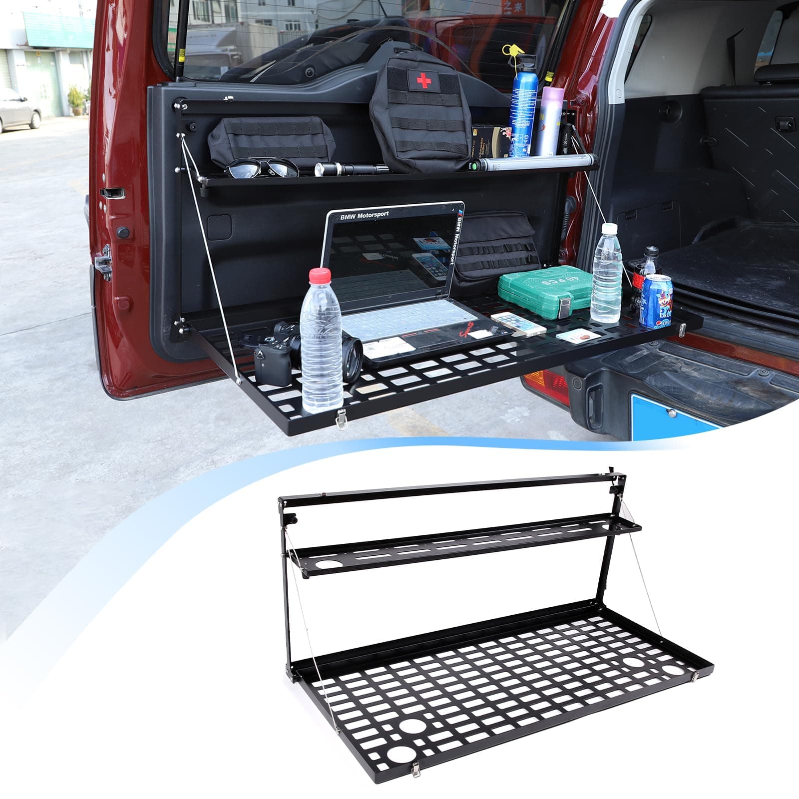 Tailgate Folding Table Shelf Storage Tailgate Table