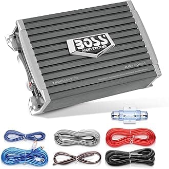BOSS Audio Systems AR1500MK Car Amplifier and 8 Gauge Wiring Kit - 1500 Watts Max Power, 2/4 Ohm Stable, Class AB, Monoblock, Mosfet Power Supply, Remote Subwoofer Control