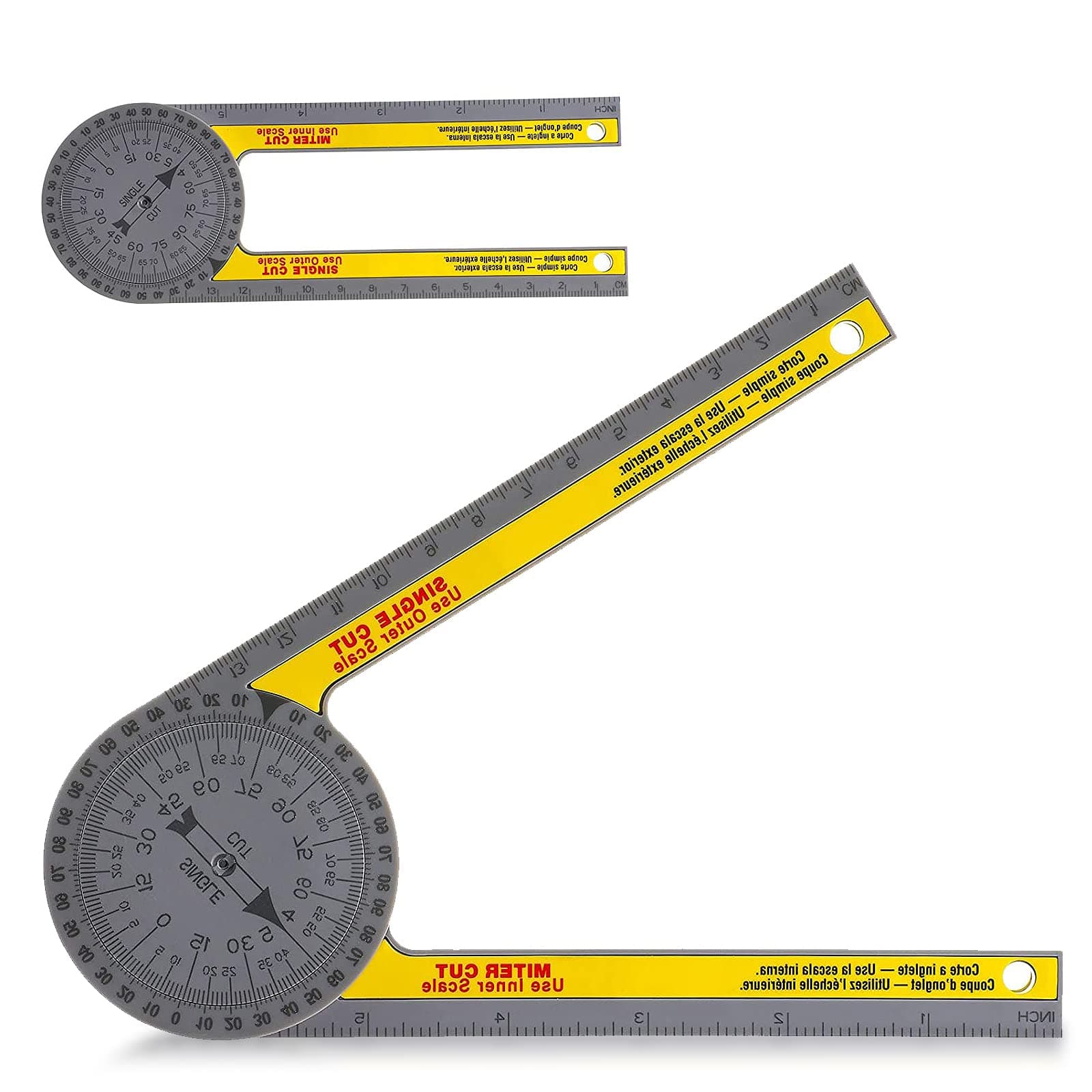 Miter Saw Protractor Replace Model Miter Saw Protractor Angle Finder Tool 360 Protractor Portable Miter Saw Protractor with Measuring Scales for Inside Outside Corner Skirting (Yellow)
