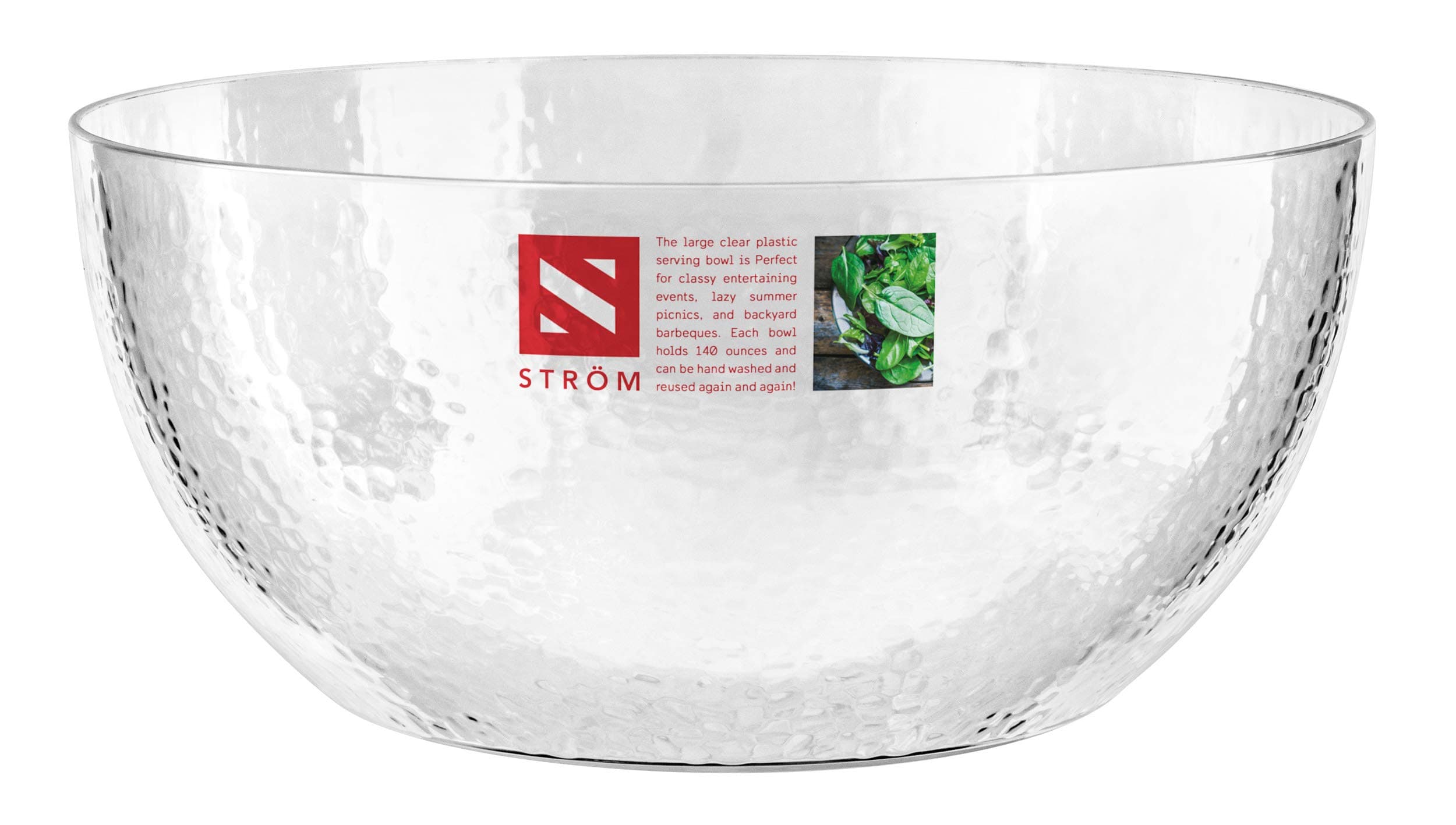 HOMESHOPA Serving Bowls, 1 Pack 140 oz Clear Plastic Mixing Bowls, Reusable Lightweight Durable Popcorn Salad Bowls, Round Multi-Use Kitchen Cooking Bowl Set for Party, Picnic, Outdoor Dining