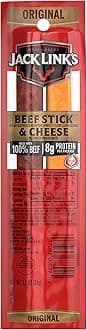 Original Beef & Cheese Combo Snack Pack – 100% Beef Stick and Cheese Stick Made with Real Wisconsin Cheese - 8g Protein and 140 Calories per serving, 1.2 oz. (Pack of 16)