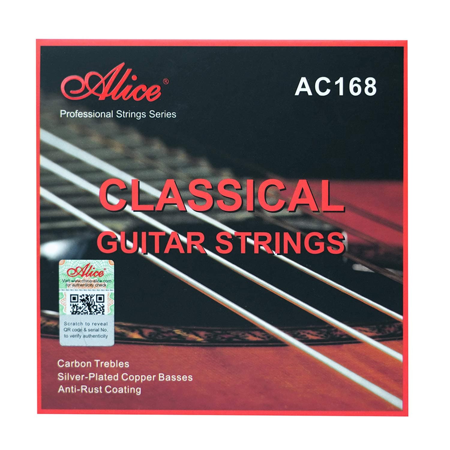 Alice Classical Guitar Strings Set - .023-.043 Normal Tension Carbon Trebles and Silver Plated Copper Winding with Anti-rust Coating( AC168- N)