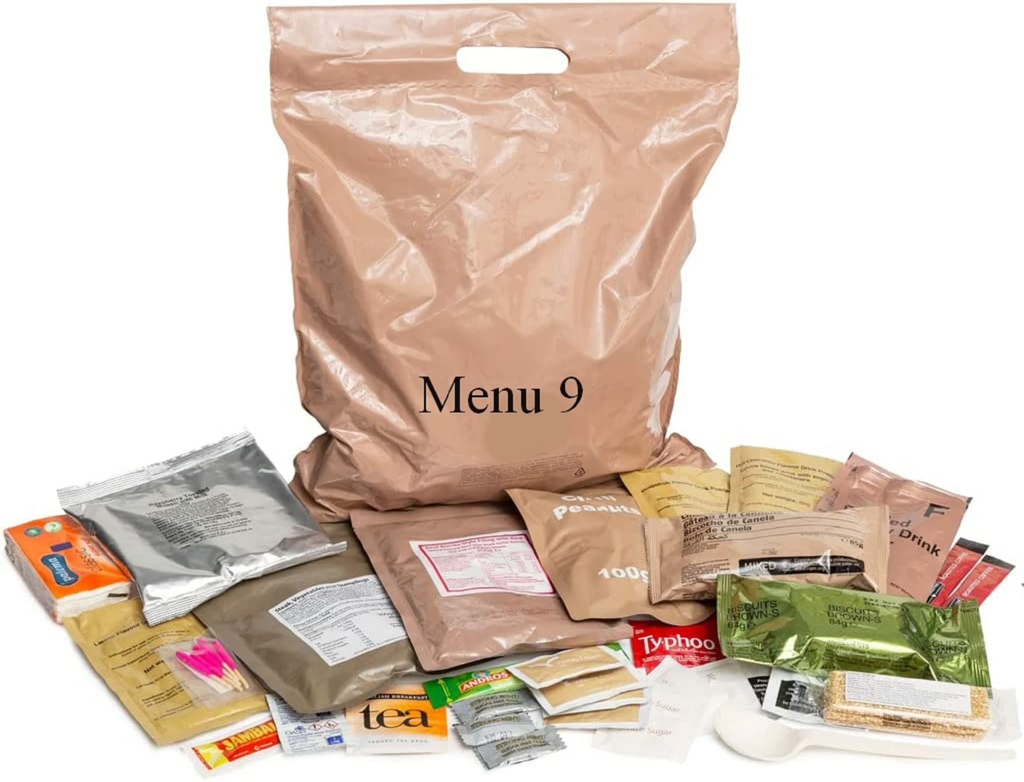 British Army Style 24 Hour Ration Pack - PD 06/22 - British Army Style MRE - Menu 9 - Military Style Ration Pack - Camping Food - Survival Food - Meals Ready To Eat