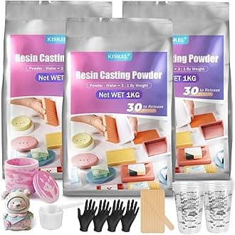 KISREL Resin Casting Powder 3000g, Fast Curing Casting Resin Kit for Beginners, 20~30 Minutes Demold, Water Activated Plaster Powder for Craft Casting, Easy Mixing and Self Leveling