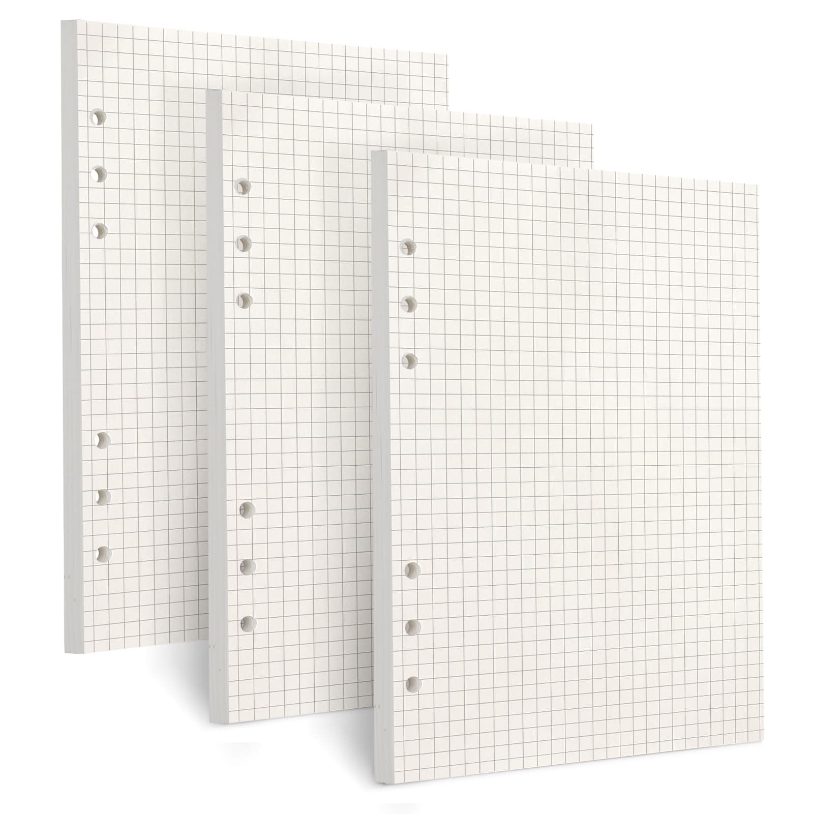 Toplive A5 Refill Paper, 3 Pack Thick 100GSM Squared Paper, 270 Pages for 6 Ring Binder Journal Notebook
