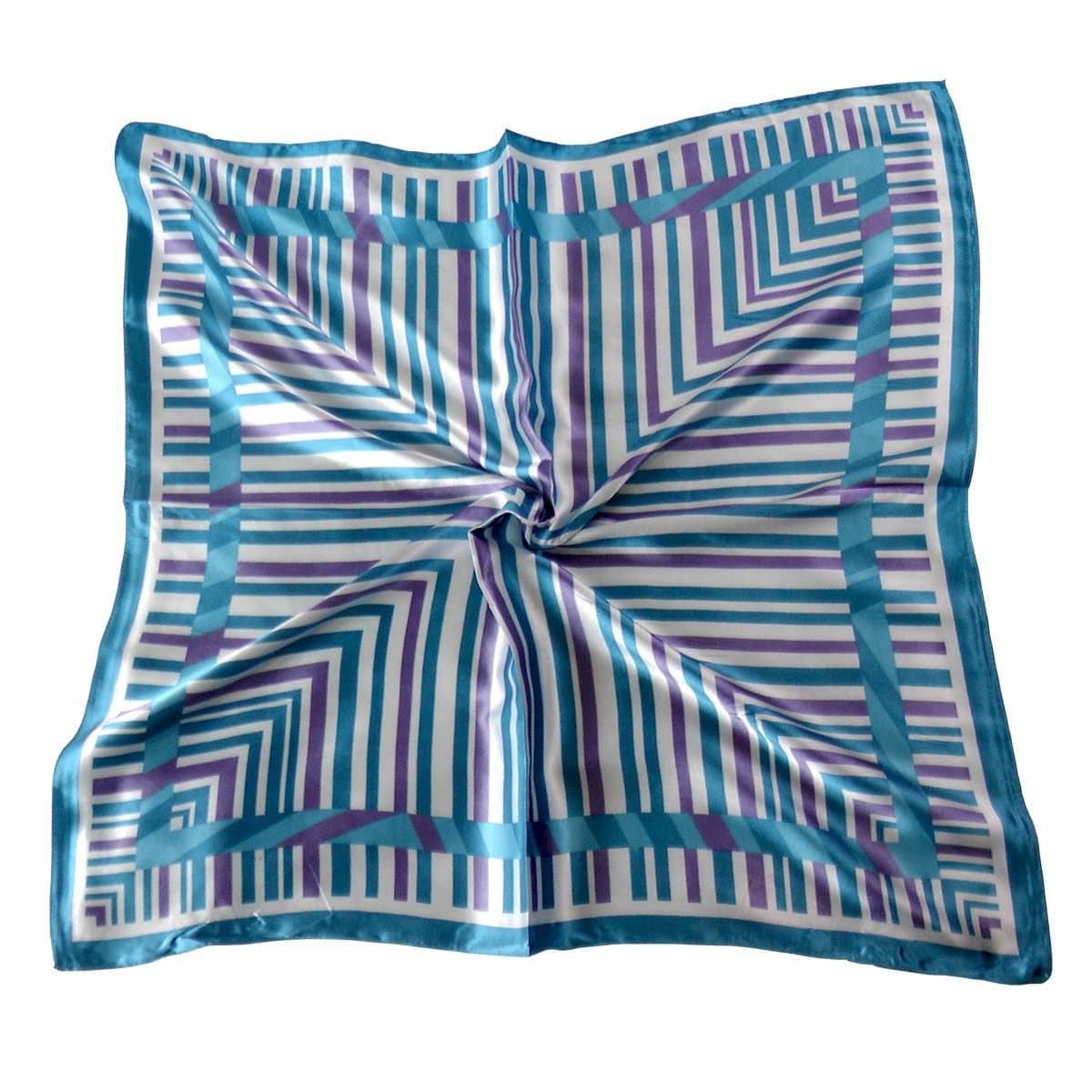 Silk Effect Scarf for Head or Neck; Medium (24 Inches Square); Design: Beautiful & Blue