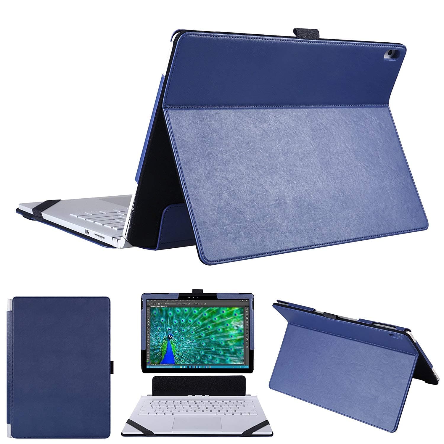 Case for Microsoft Surface Book 3 & 2 , 2 in 1 Kickstand Book Style Cover for 13.5-inch Surface Book 3 & Surface Book 2 & Surface Book 1 -Blue