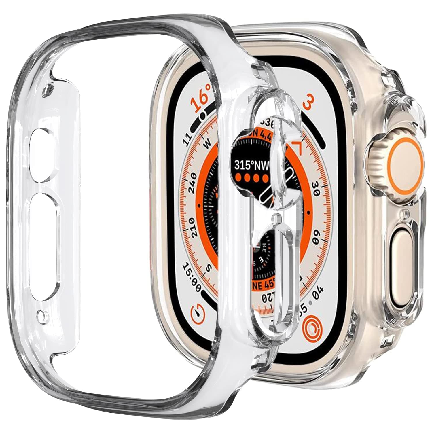 Compatible for Apple Watch Ultra 2 49mm Hard PC Case Cover - Resistant Impact Shockproof Protective All-Around Edge Bumper for Apple Watch Ultra (Clear)