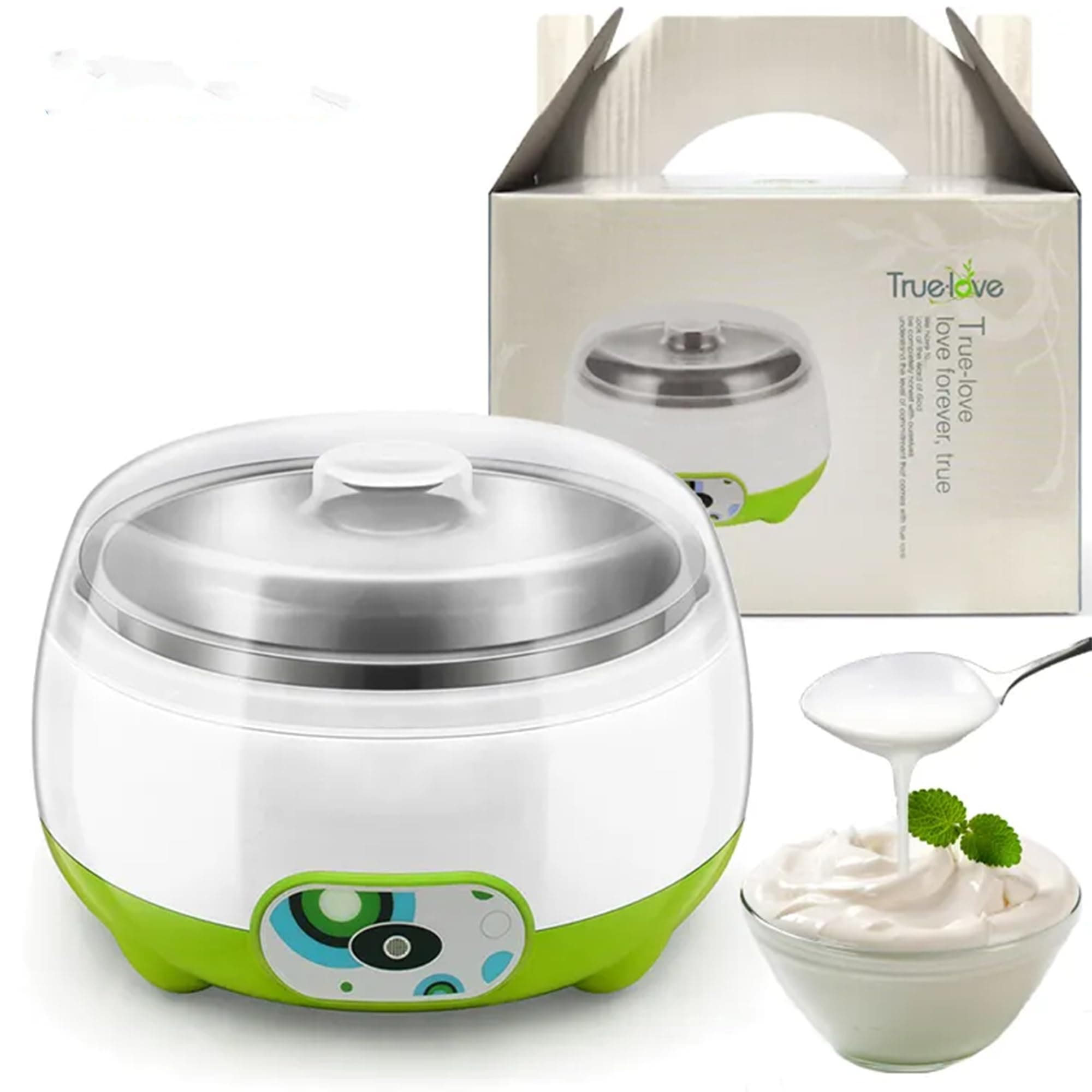 Portable Yogurt Maker Machine for Home, 1 L Electric Probiotic Curd Maker with Auto Temperature Regulation, for Thick Creamy, Consistent Yogurt, 304 SS Container,