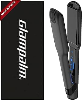 GlamMuse Wide 1.5" | All-Ceramic Flat Iron Infused with Vita-C, Salon Results with Less Heat Damage, Trusted by K-Pop Hair Stylists Hair Straightener for Thick Hair, Silk Press | GP501T