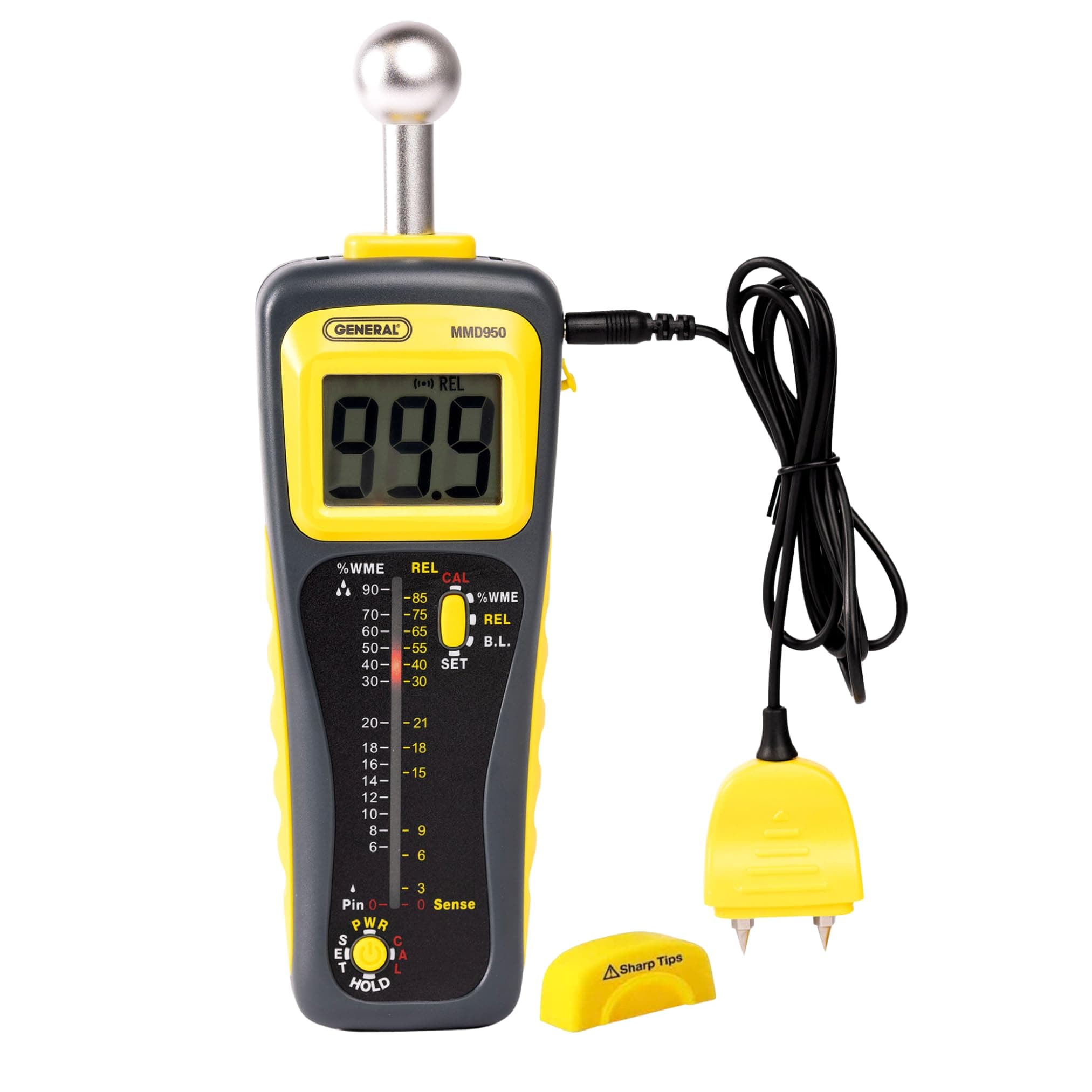 General Tools Moisture Meter MMD950 - Humidity Sensor - Pin Type / Pinless Device - Spherical Sensor