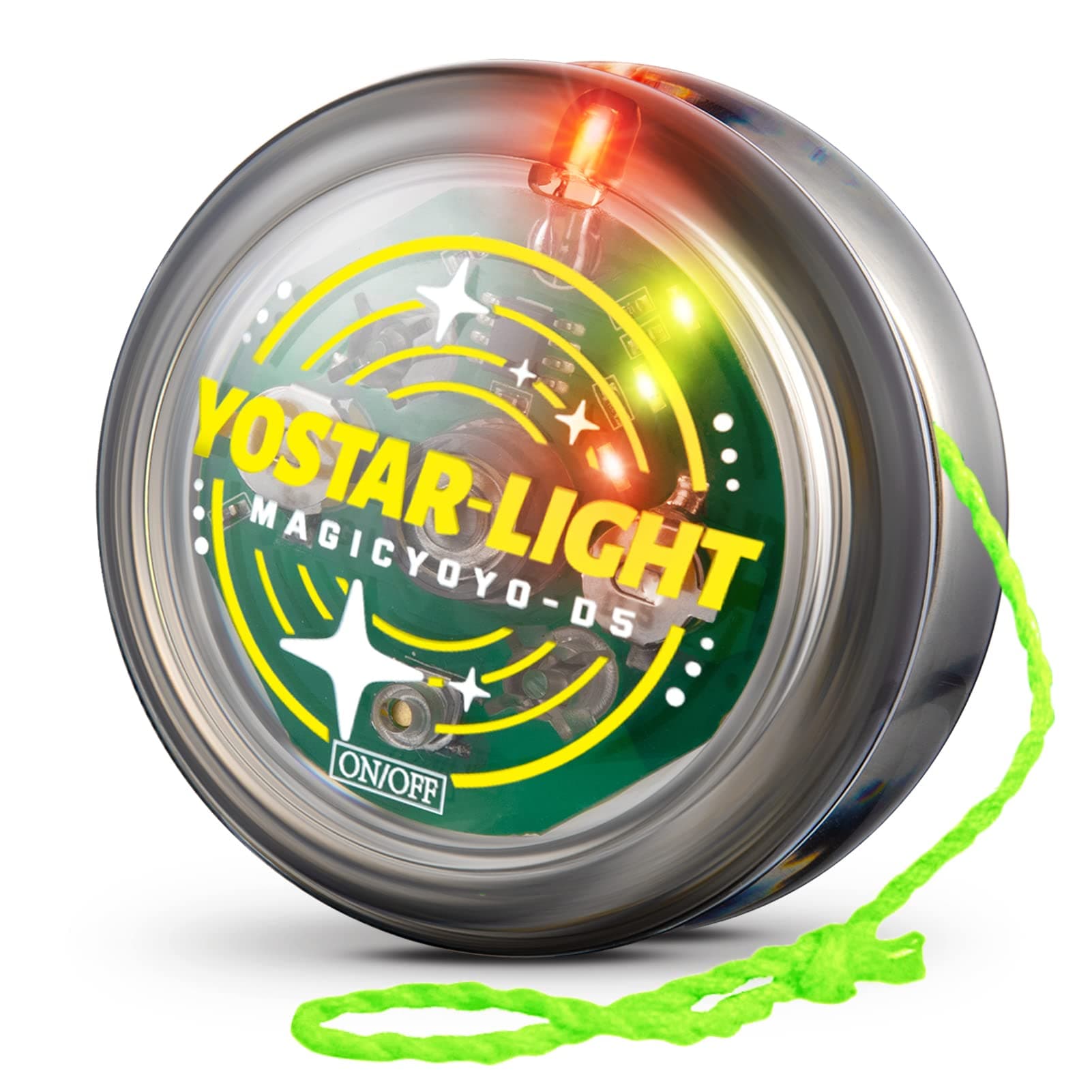Yoyo D5 Light Up Yoyo with LED Lights, Professional Responsive Yoyo for Kids Beginner, 2A Looping Yoyo with Extra 4 Battery + 5 yoyo Strings + Yo yo Sack+ Gloves (Crystal Black)
