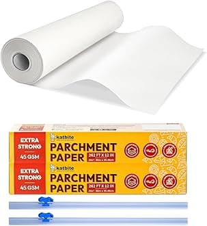 Katbite 2Pack 12 in x 164 ft Parchment Paper Roll for Baking, Non-Stick Baking Parchment Paper for Cooking Baking Cookies, Grilling, Air Fryer and Steaming with Spatula (2 Pack)