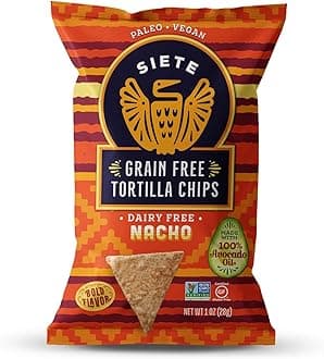 Siete Grain Free Tortilla Chips | Gluten Free Chips | Paleo & Vegan Snacks | Non GMO | Nacho, 1 Ounce