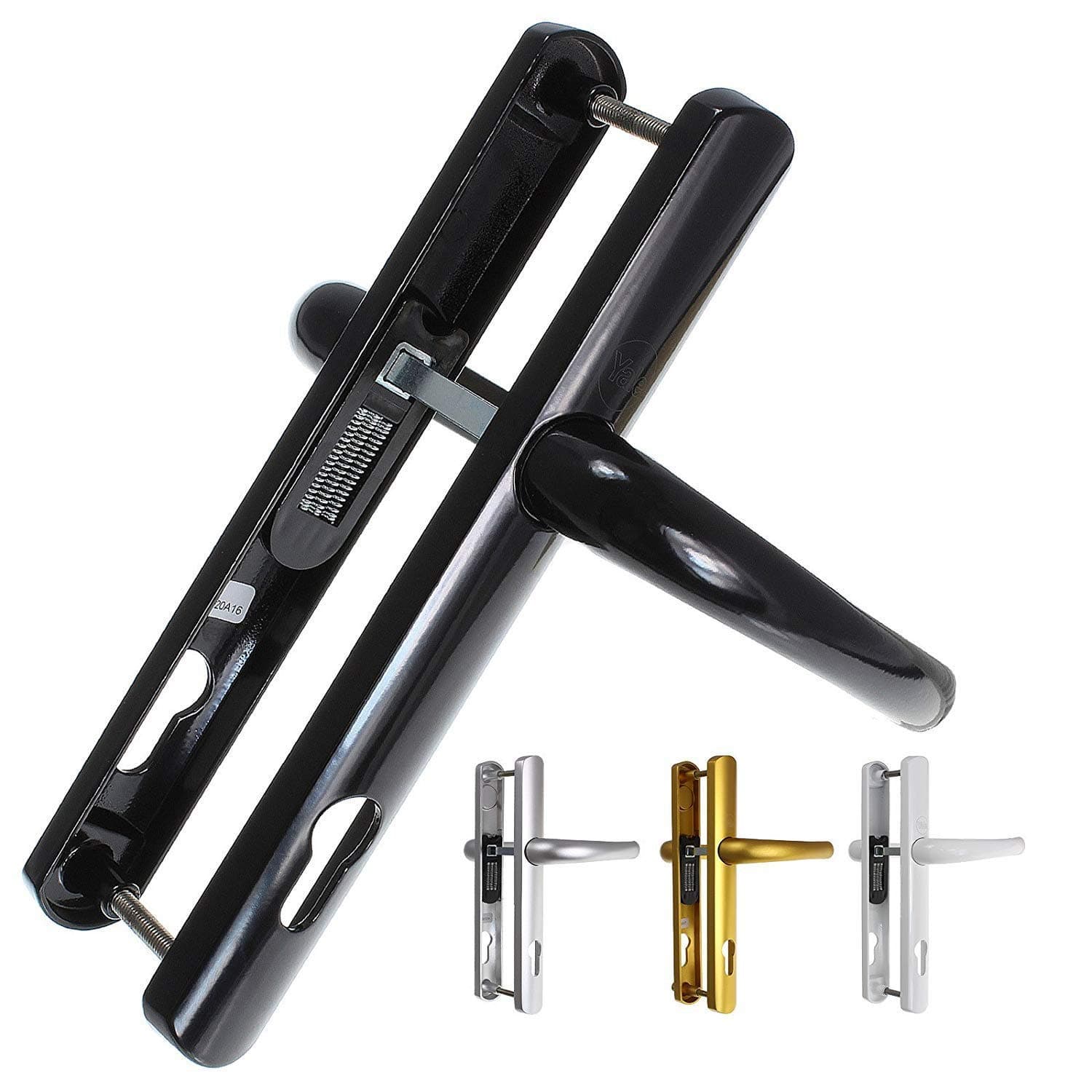 Yale Superior Door Handle, Standard Security, for PVCu Doors, Works with cylinders and mortice sashlocks, Visi Packed, Black Finish, 92 mm/215 mm