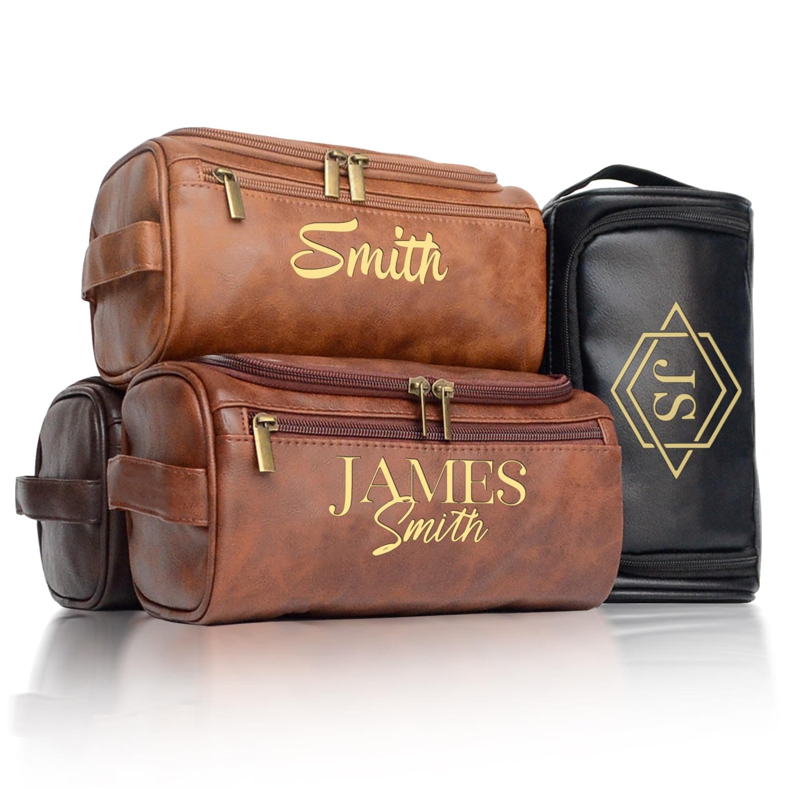 - Personalized Toiletry Bag for Men, Engraved Name Initials Toiletry Bag, Customized Monogram Travel Shaving Dopp Kit for Groomsmen, Gift for Christmas, Birthday, Dad, Husband (Black)