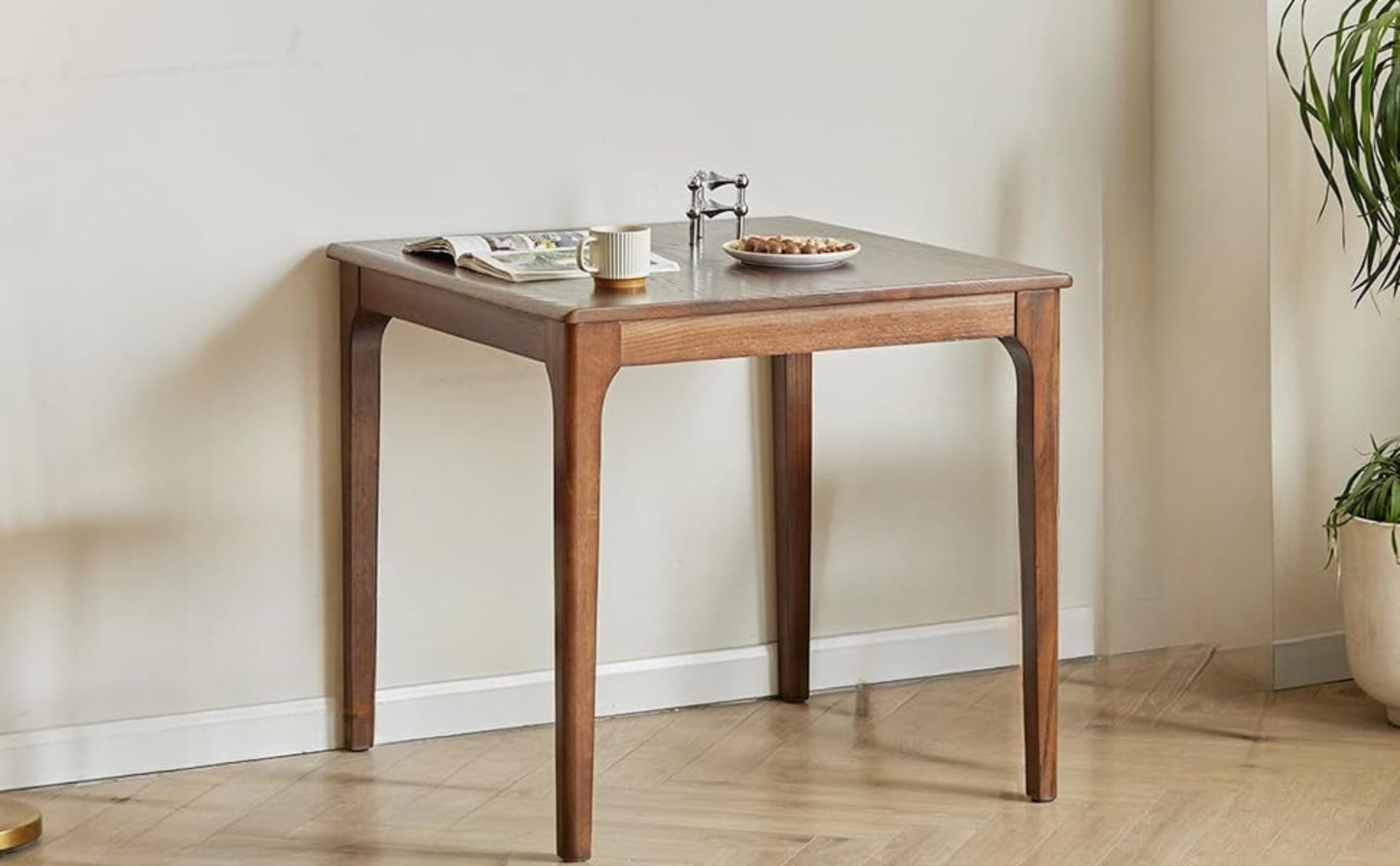 Luxury Mid- Century Modern Small Square Dining Table for Kitchen, Dining Room, Living Room, Multi-Functional Solid Wood Table/Desk, Solid Wood Table for 4 Person (Square- 71cm)