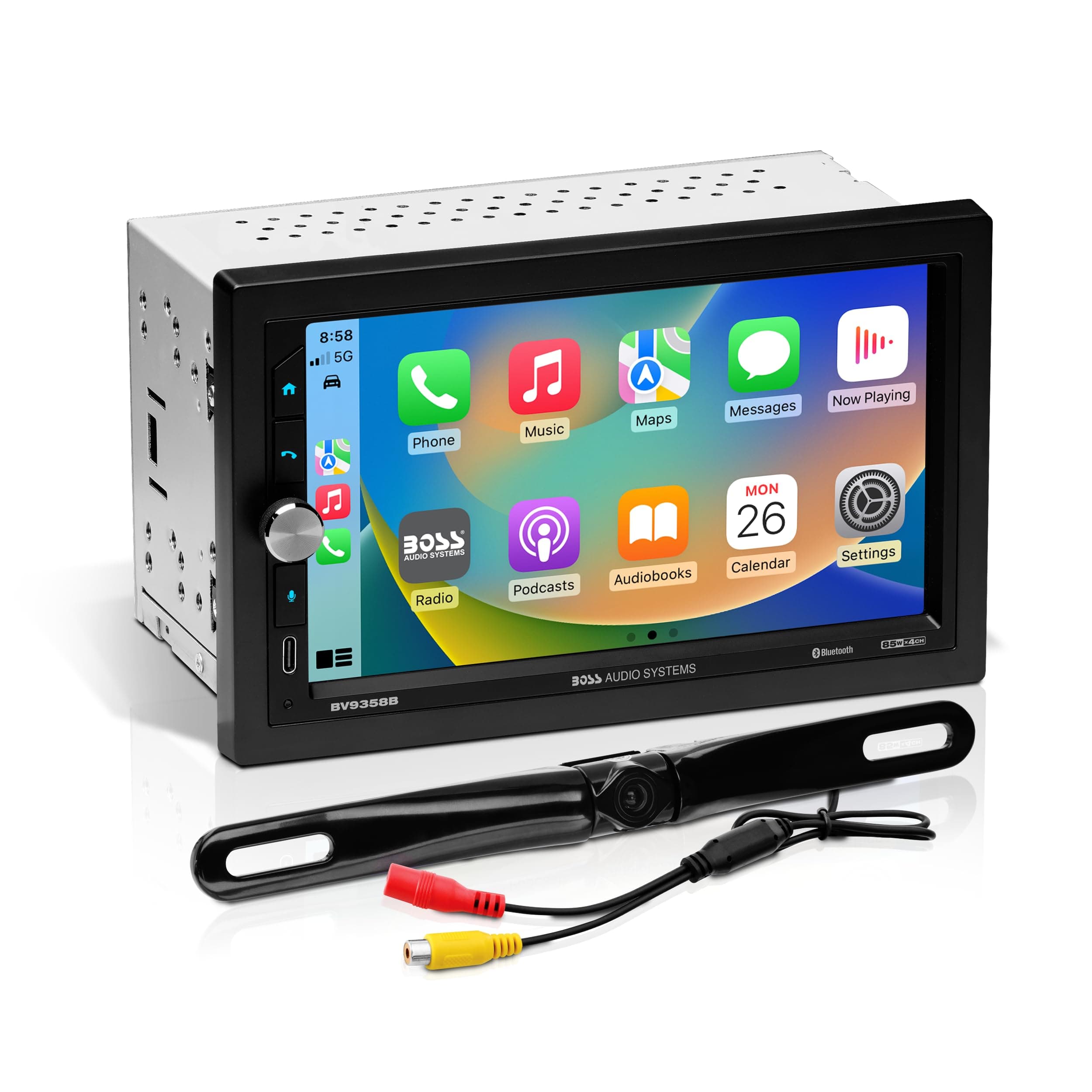 BOSS Audio Systems BVB9358RC Car Stereo – Wireless CarPlay Android Auto, Double Din, 7 Inch Touchscreen, Bluetooth, NO CD DVD Player, AM/FM Radio Receiver, Backup Camera, A/V Input, USB