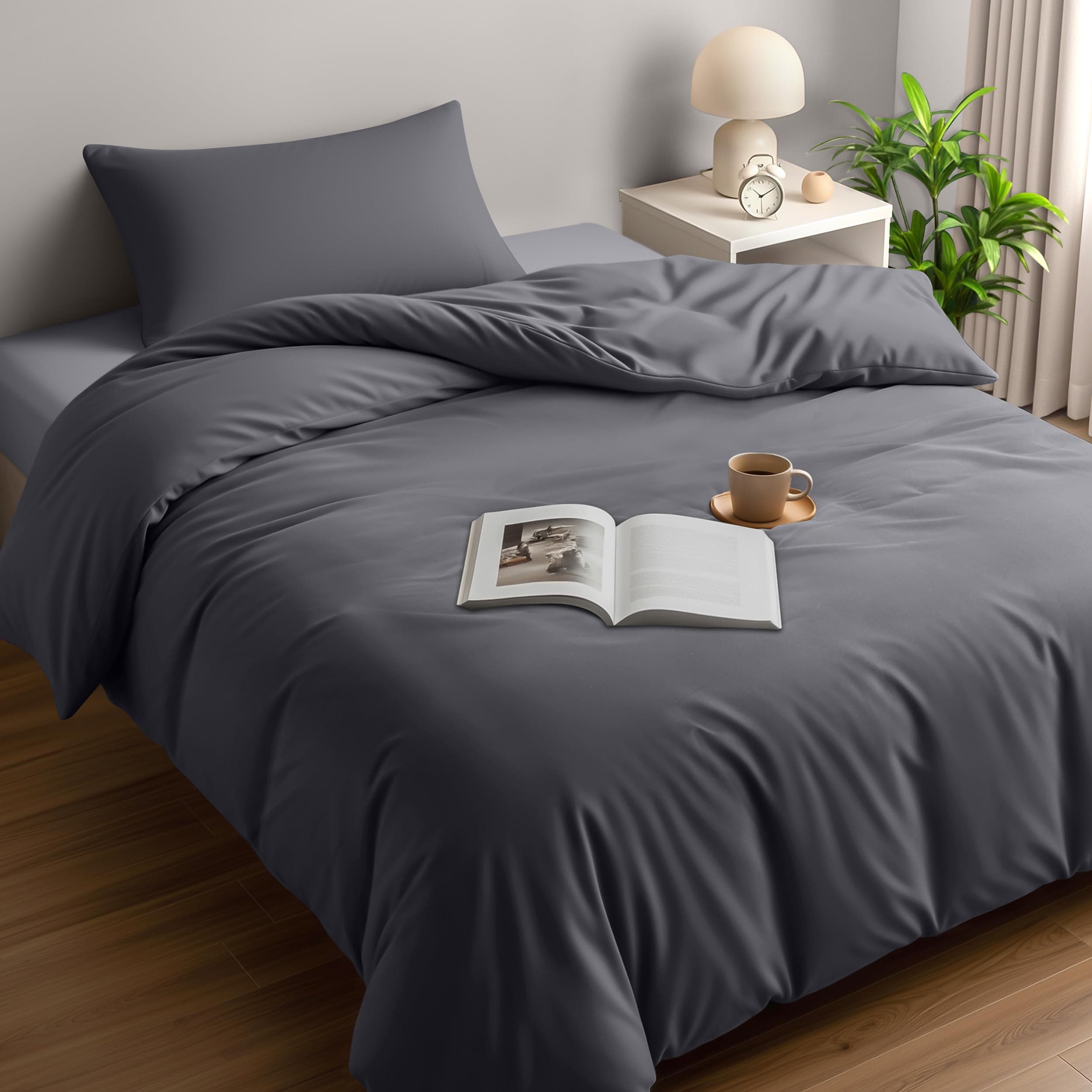 Utopia Bedding Single Duvet Cover Sets - Soft Microfibre Polyester Duvet Cover with Pillow case - Bedding Quilt Cover Set (Grey)