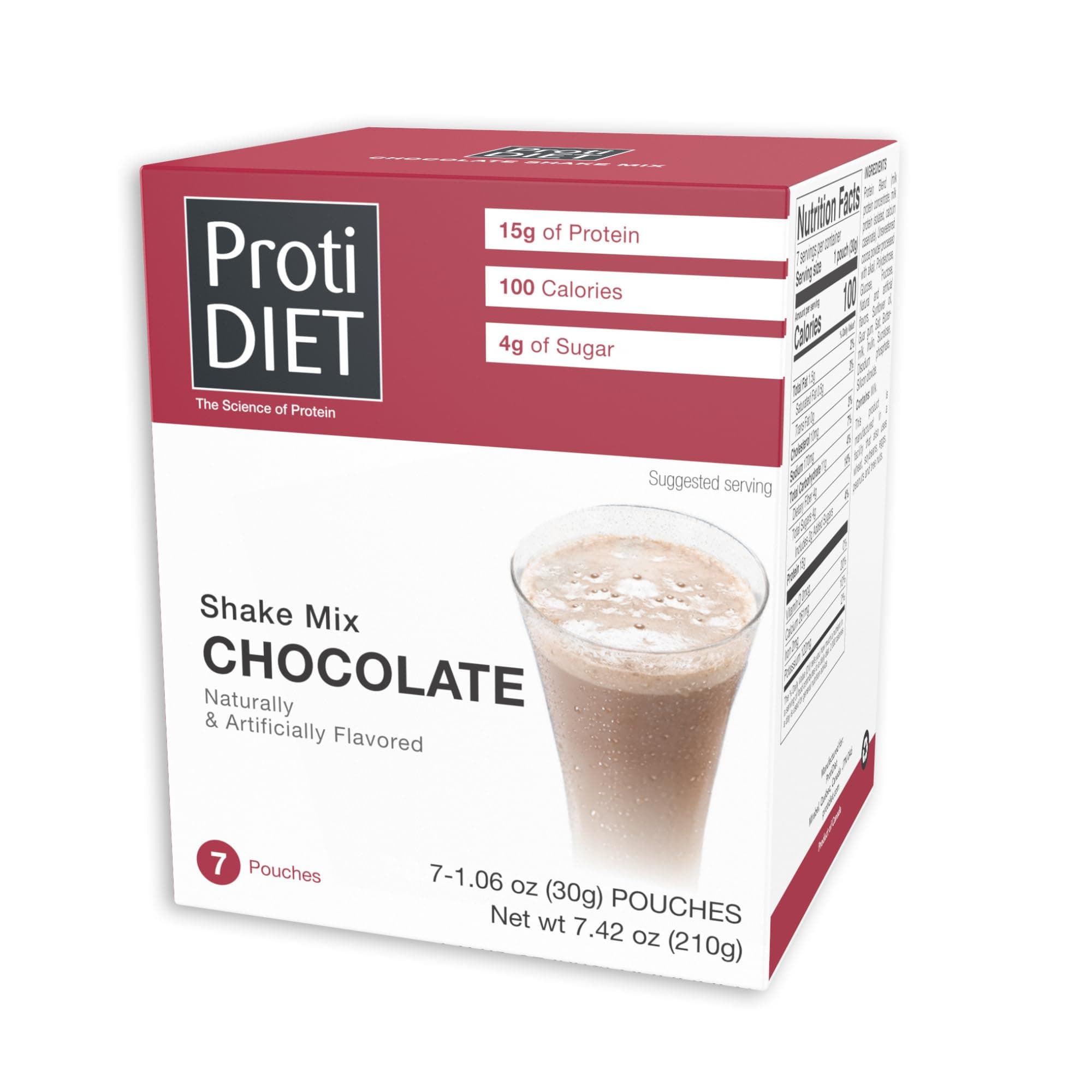 Proti Diet Chocolate Shake (7 pouches per box) Net Wt 7.5oz (213g) by Protidiet