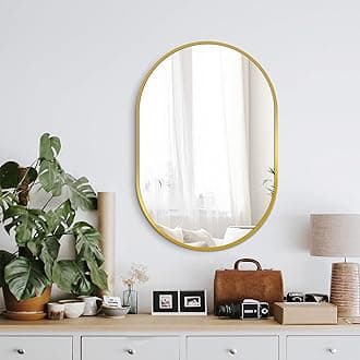 Bathroom Mirror for Wall, 30''x20'', Gold Oval Mirror for Bedroom Entryway Bathroom, Metal Framed Vanity Mirror(30''x20'',Gold)