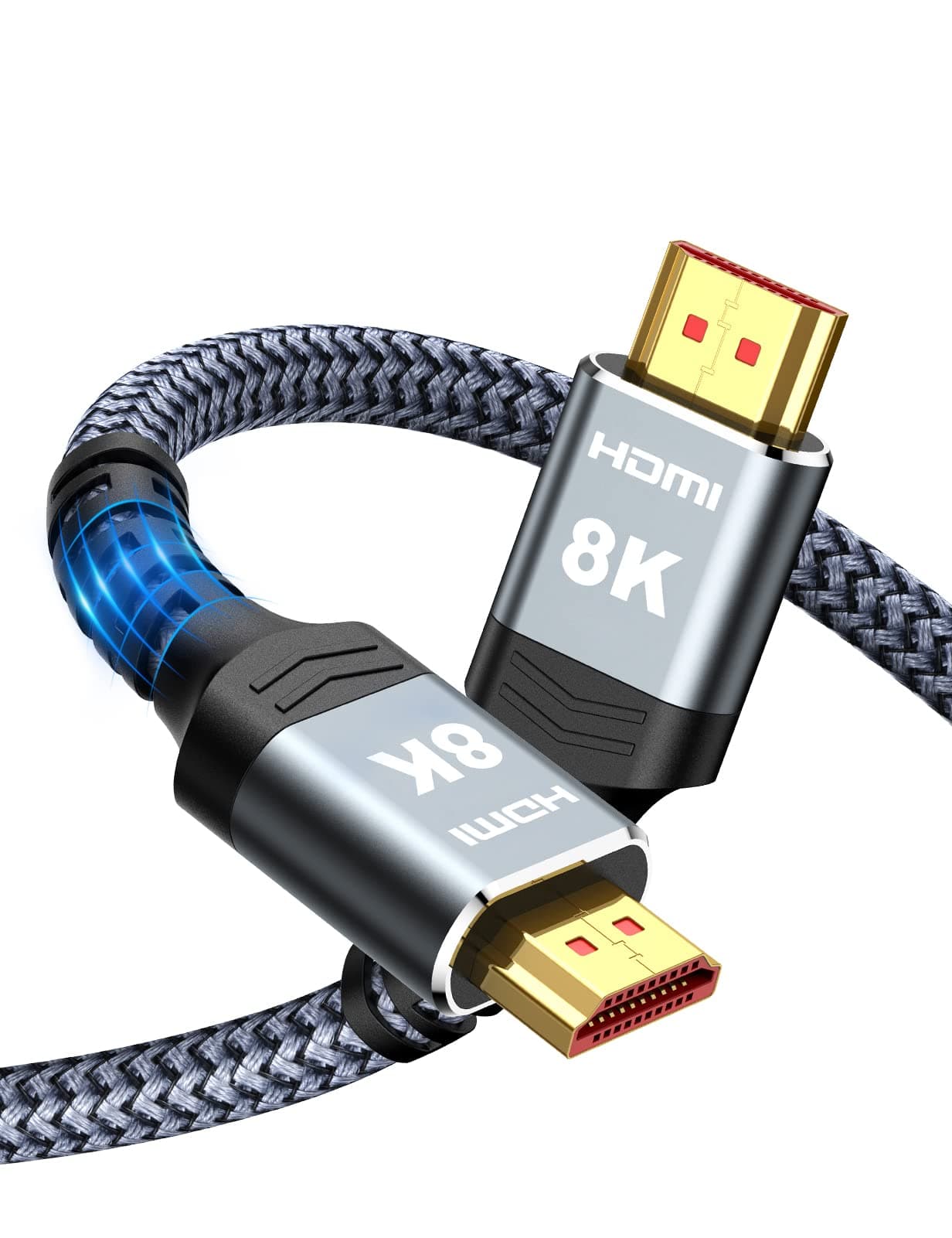 8K@60 2.1 Long HDMI Cable 35FT, Ultra 48Gbps High Speed HDMI Braided Nylon 4K120 144Hz eARC HDR Compatible for Dolby Vision, PS5 and Monitor