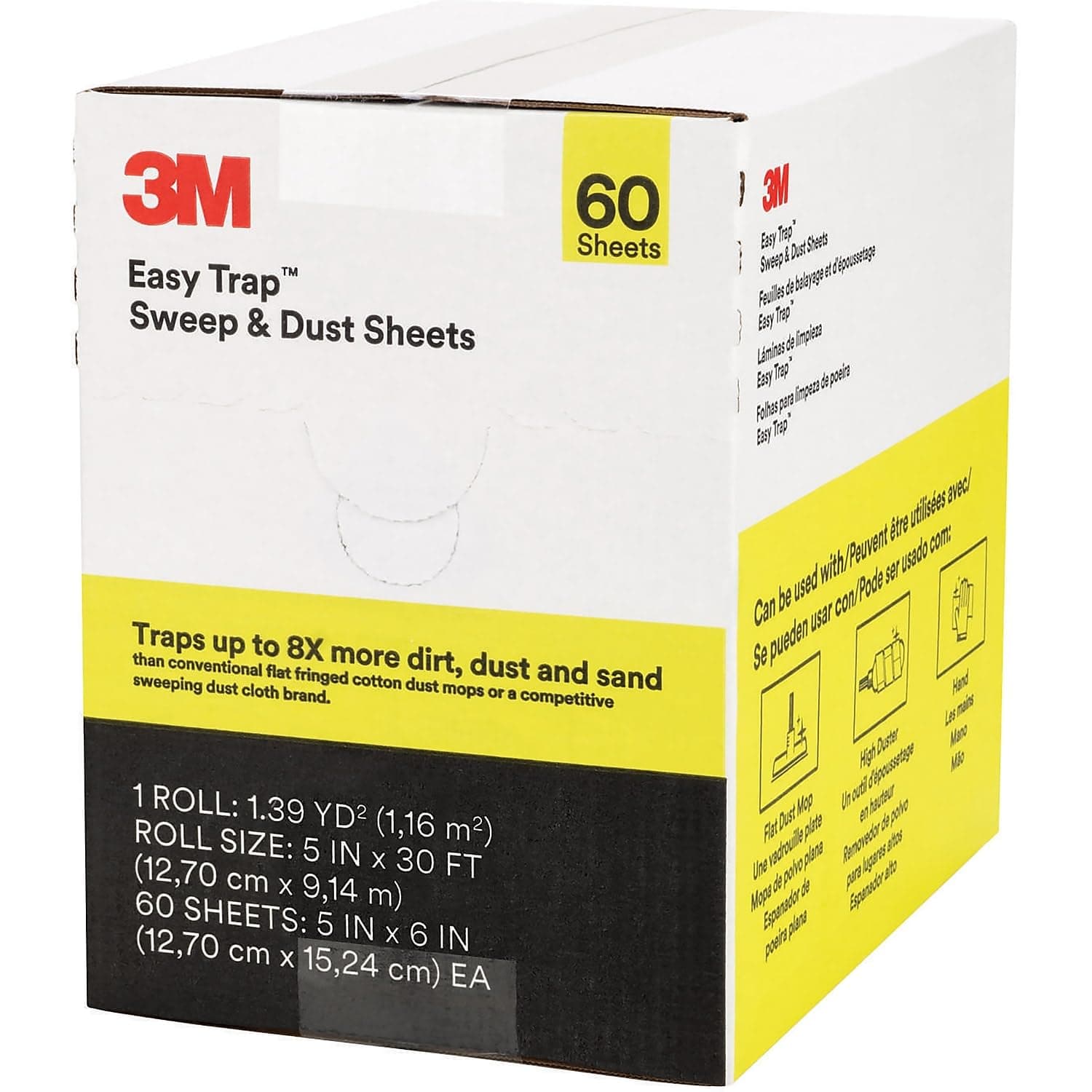 3M Easy Trap Duster Sweep and Dust Sheets, 5" x 6" Sheets, 60 Sheets/Roll