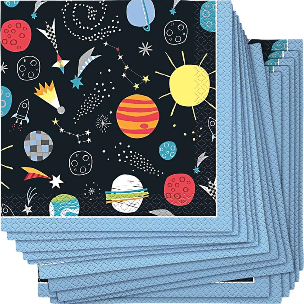 Blast Off with Outer Space Luncheon Napkins - Vibrant Multicolor Design for Astronomical Parties - 16 ct