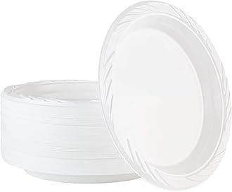 100 Count Disposable 7 Inch White Plastic Plates