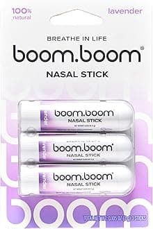 BoomBoom Nasal Stick (3 Pack) | Vapor Flow Technology | Better Breathing + Natural Focus | Cool Refreshing Sensation | Premium Essential Oils + Menthol Inhaler (Lavender)