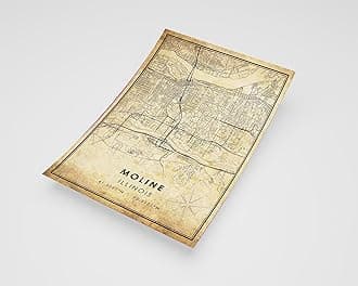 MG Global Rustic Poster of Moline Illinois | 11x17 12x18 16x24 24x36 Vintage Unframed Print | Antique Hometown City Wall Art for Gift | Home Office Decor