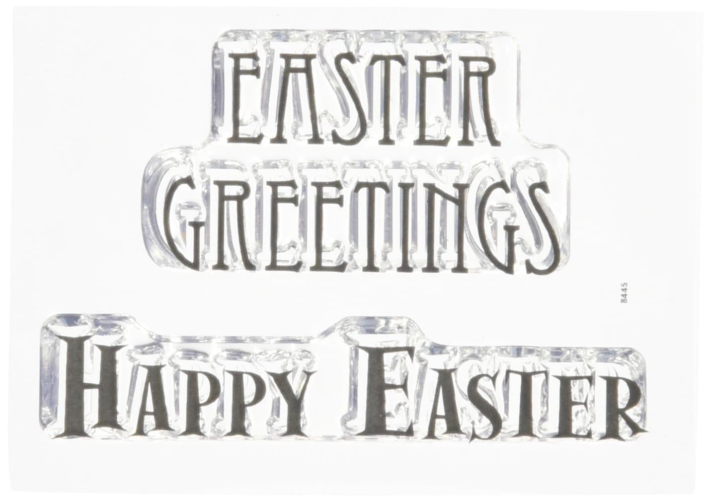 Woodware  Clear  Acrylic  Stamp   Set  Happy Easter Easter Greetings  Set  of 2