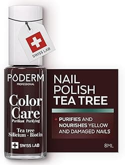 Swiss-Made Antifungal Nail Polish – Black Red | Breathable Treatment with Tea Tree, Silicon & Biotin | Strengthens, Repairs & Conceals Yellow, Brittle & Damaged Nails | Podiatrist-Developed