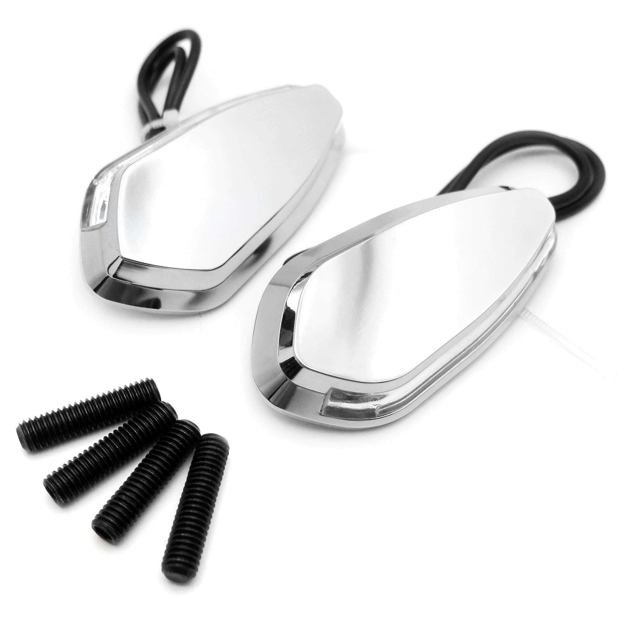AfterMokit Replacement LED Mirror Block Off Base Plates for Yamaha R1 2000-2014 without Engraved Logo Chrome