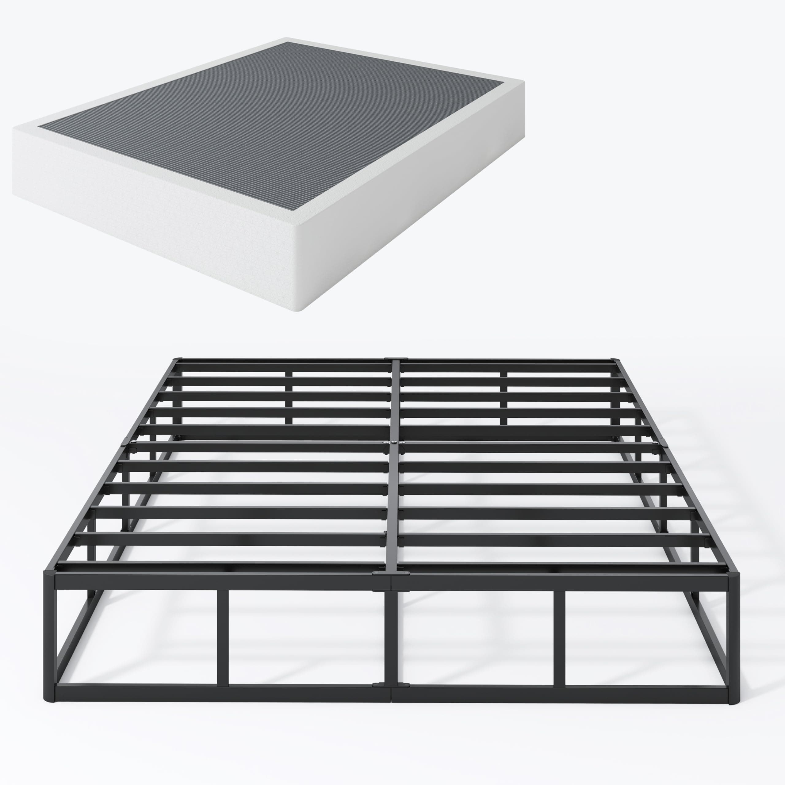 Box Springs King Size 9 Inch High Profile Box Spring Strong Metal Frame Mattress Foundation with Fabric Cover, Easy Assembly