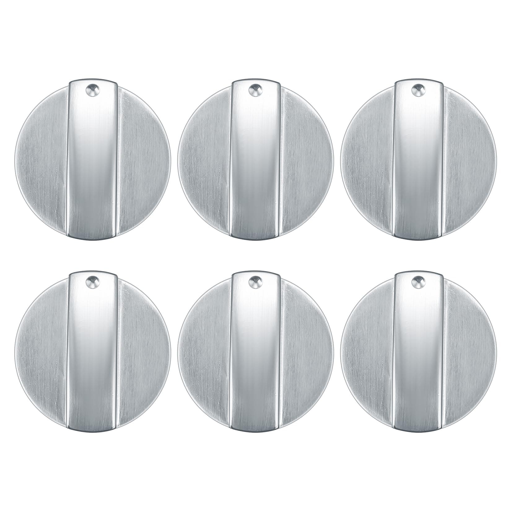 Brand 6-Piece Gas Stove Control knob Set, Metal 6mm Stove Control Switch knobs, Silver Adapter Oven Cooking Panel Switch Buttons, Gas stoves knob Locks, Silver