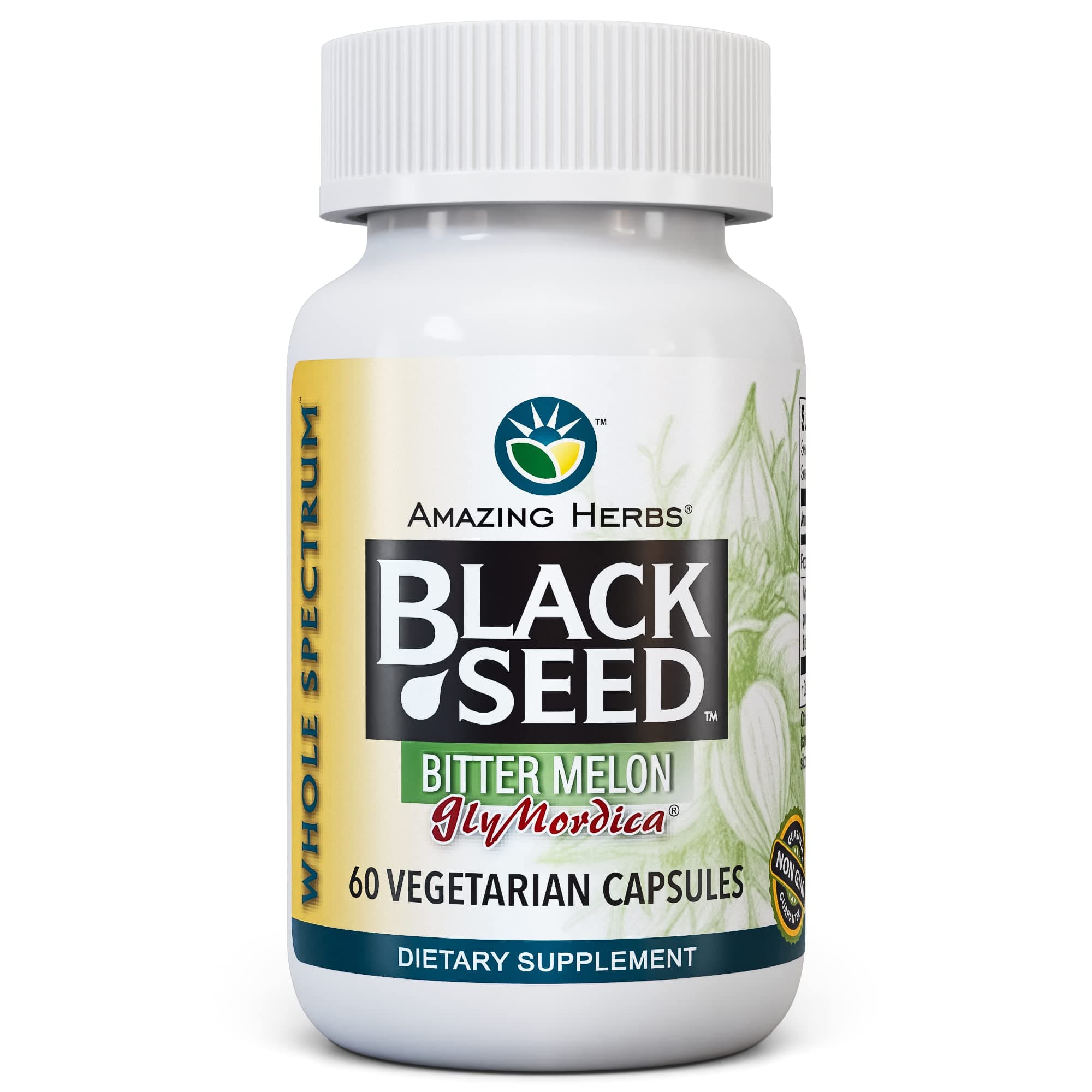 Amazing HerbsBlack Seed with Bitter Melon - 60 Capsules