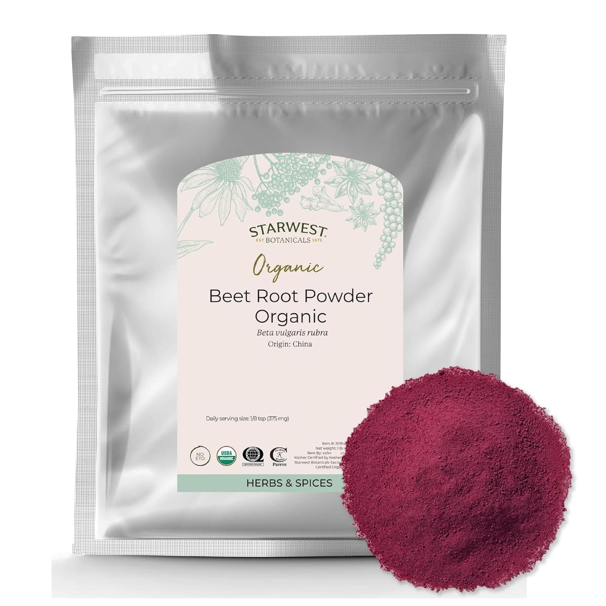 Starwest Botanicals Beet Root Powder, Organic, 1-Pound