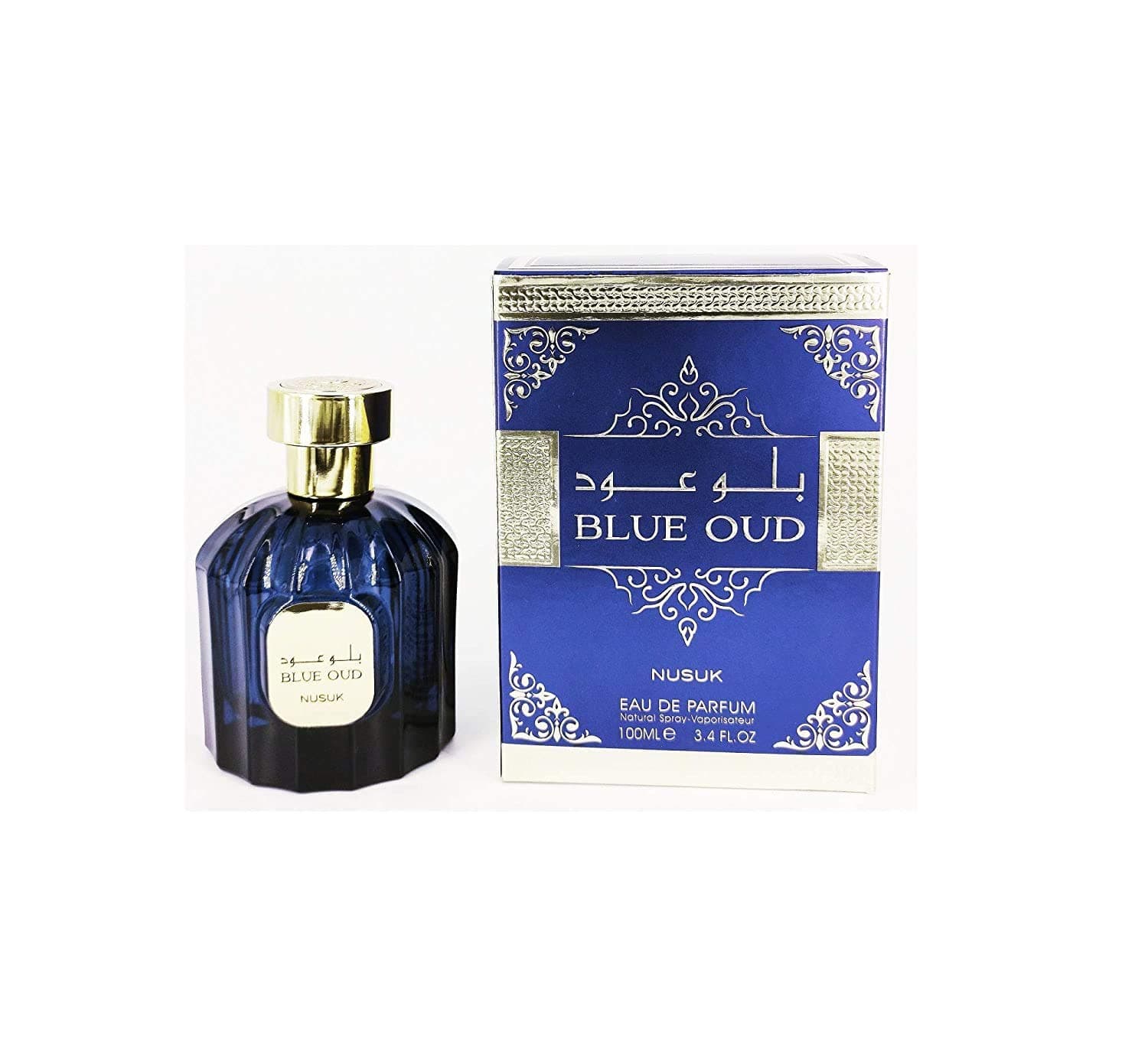 Nusuk Blue Oud Eau De Parfum 100 ML (3.4. F.L. O.Z.), Unisex Perfume, Made In U.A.E.