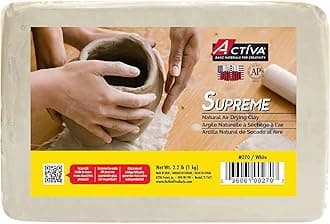 ACTIVA Supreme Artist's Air-Dry Clay, White, 2.2 lbs (1 kg) | Ultra-Fine & Exceptional Plasticity for Studio, Classroom & Hobby Use