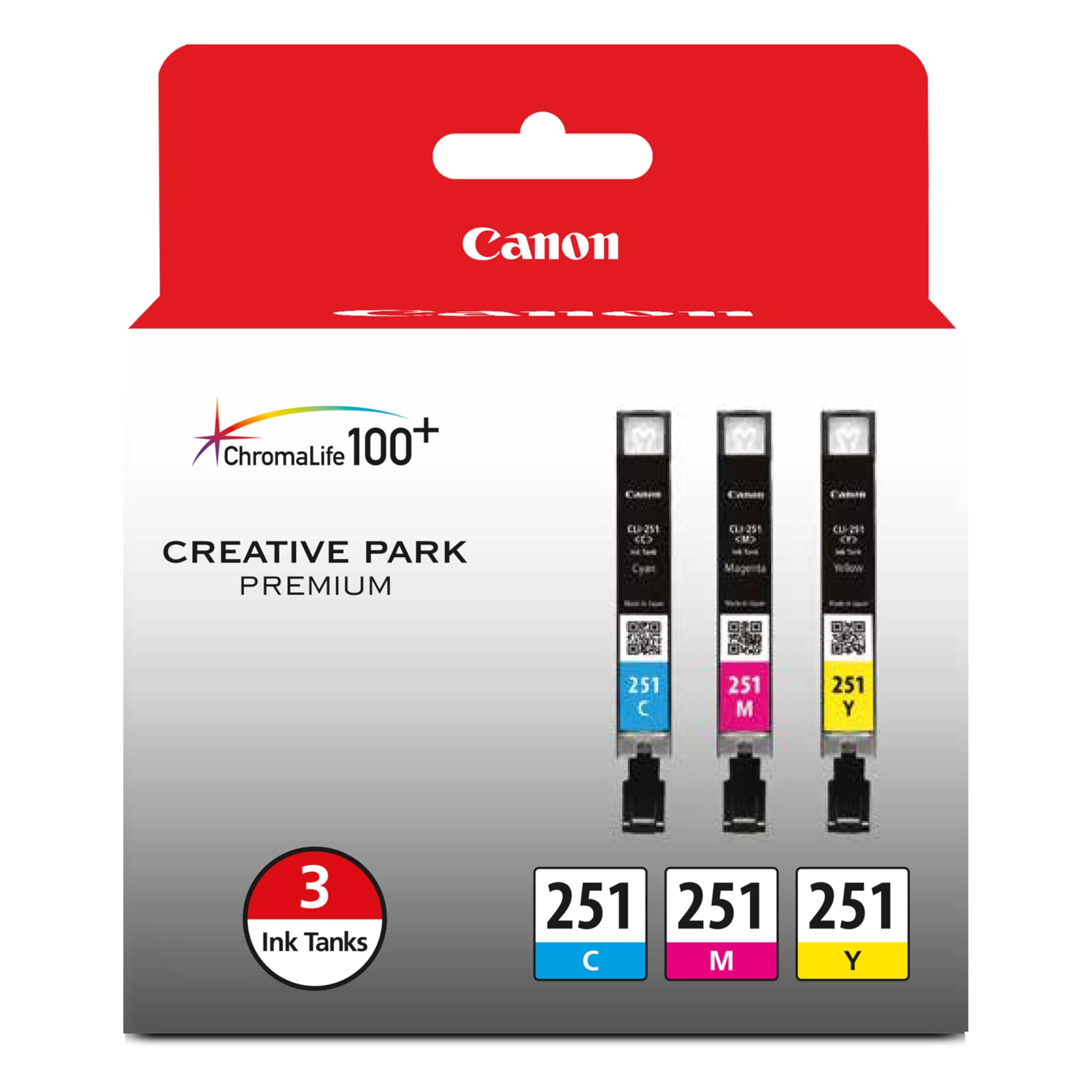 Canon CLI-251 Genuine Three Color Multi Pack, Compatible with MG6320, iP7220 & MG5420, MX922, MG7120, MG6420, MG5520, iX6820, iP8720, MG7520, MG6620, and MG5620 (Optional) Printers