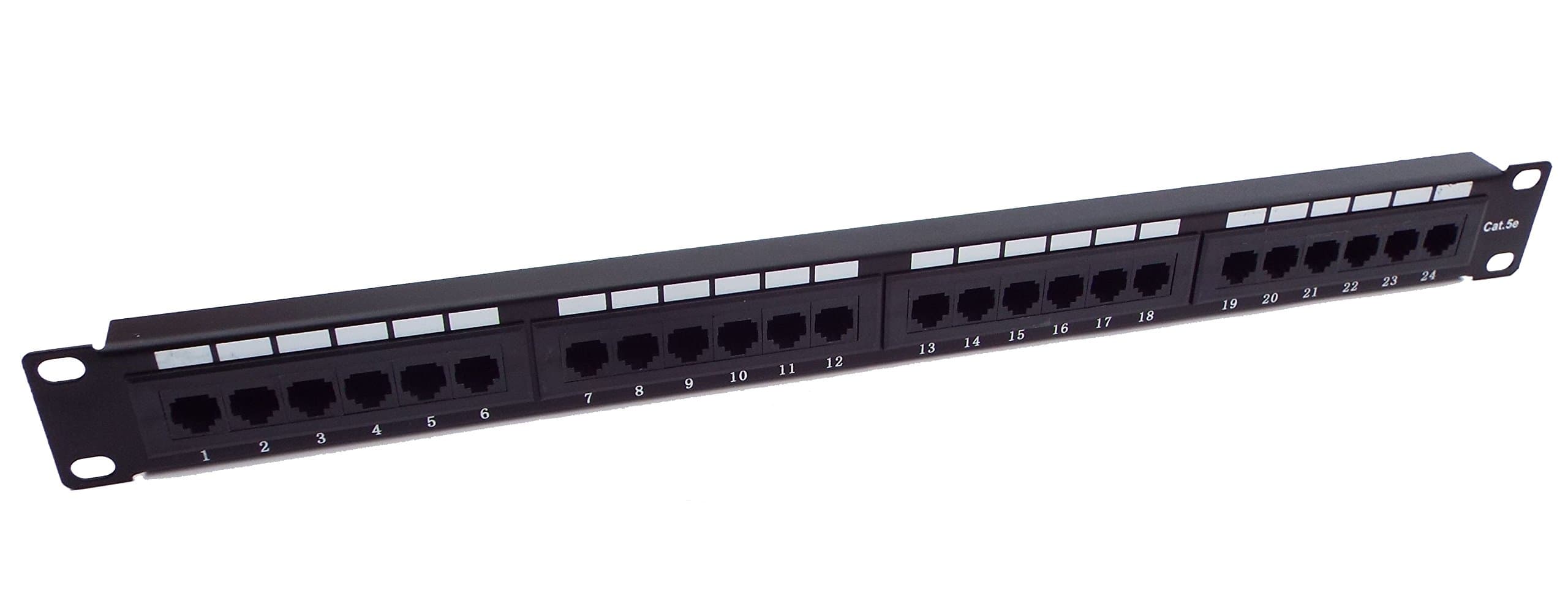 24 Port Cat5e 1U Rackmount 110 RJ45 Patch Panel 568A 568B