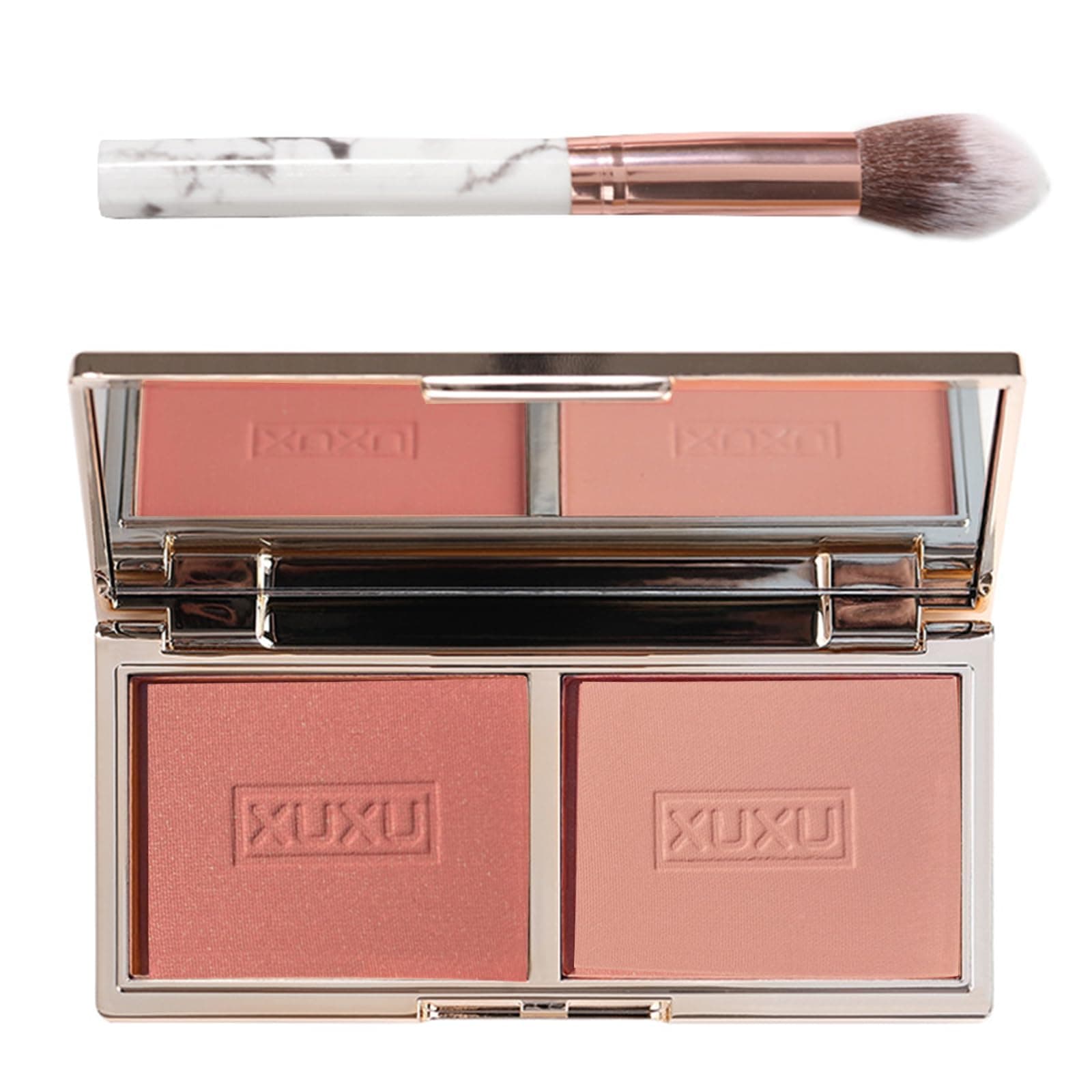 HERBENJOY Blush For Cheeks Soft Blusher Makeup Powder Blush Palette With Mirror And Brush,Matte And Shimmer Face Blush Make Up Powder Skin Tint Natural-Looking Blush Weightless Long-Wearing (02)