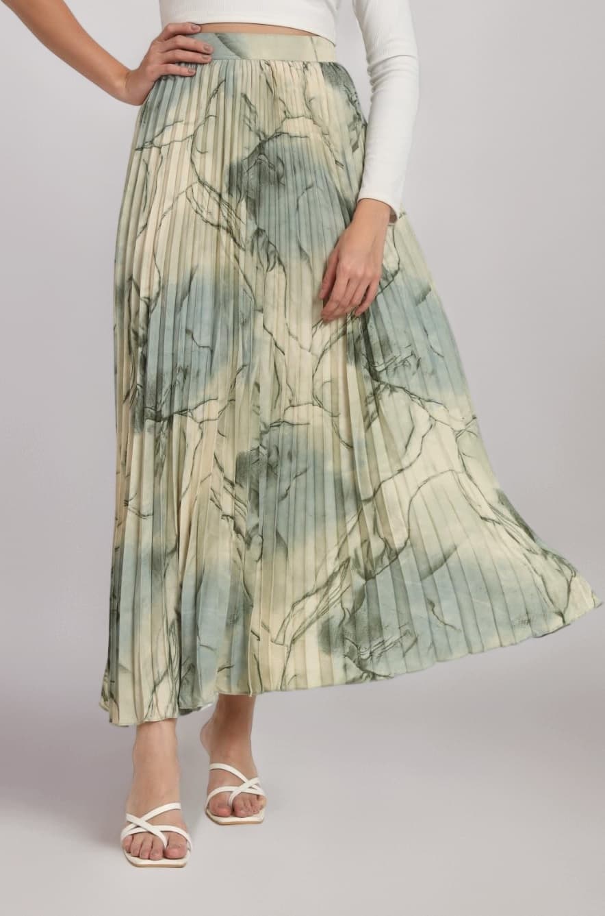 Marble Elegance A Woman's A-Line Long Printed Skirt Masterpiece