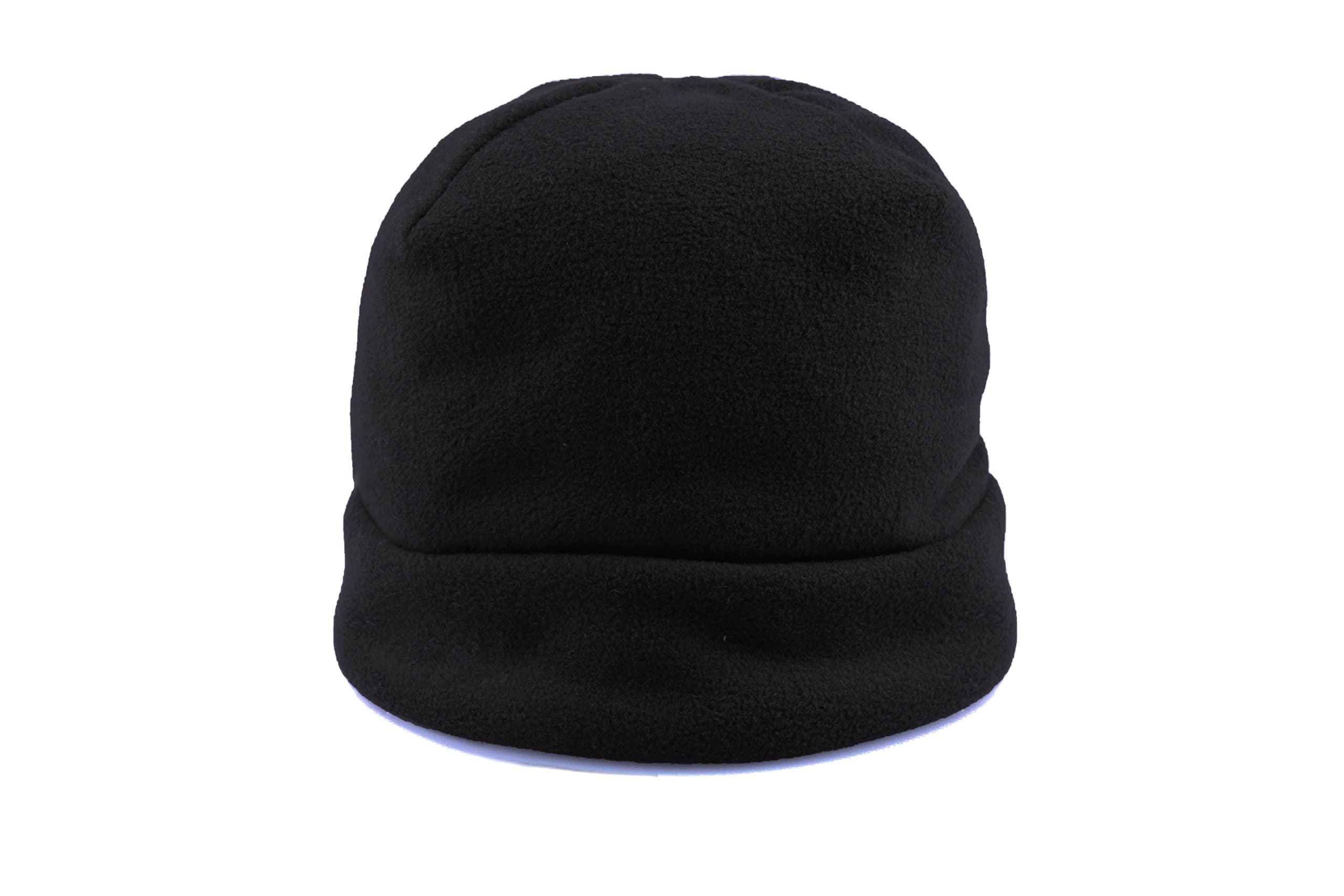 KrumbaMen's Windproof Thermal Microfleece Knit Cap, Black/White, S/M