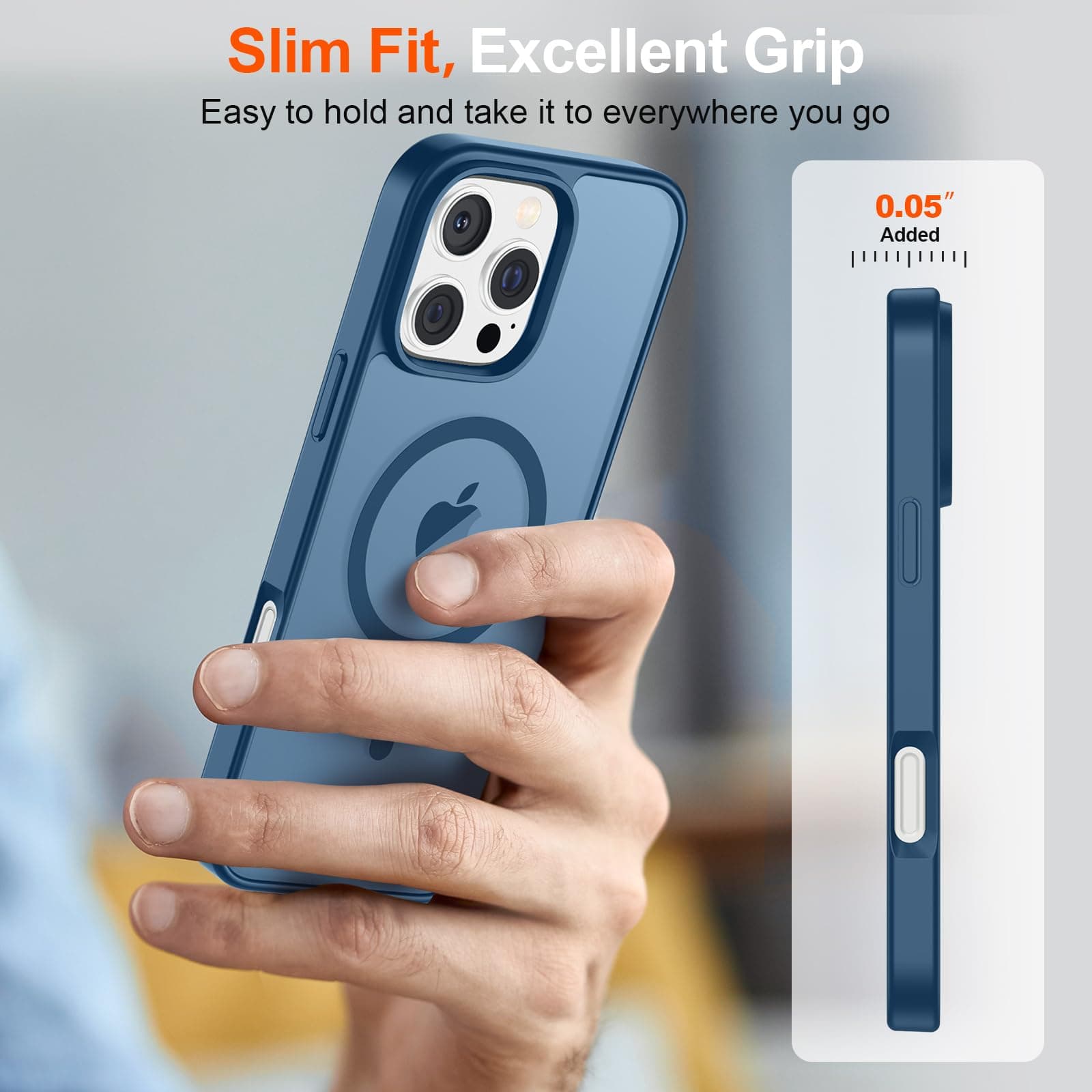 SUPFINE Magnetic for iPhone 16 Pro Case [Compatible with MagSafe] [10 FT Military Grade Drop Protection] Slim Translucent Matte Shockproof with Anti-Fingerprint Phone Case,Deep Blue