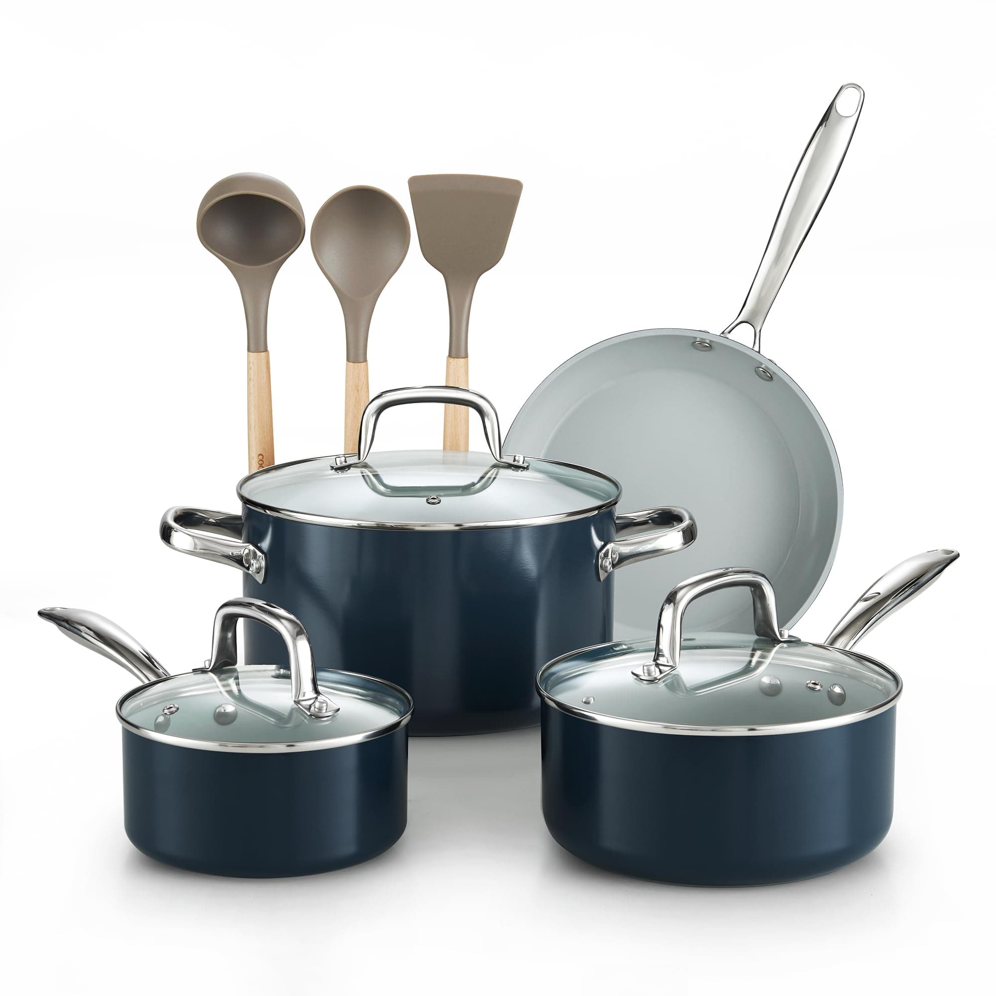Cook N Home Pots and Pans Set Non Stick, 10-Piece Hard Anodized Nonstick Cera...