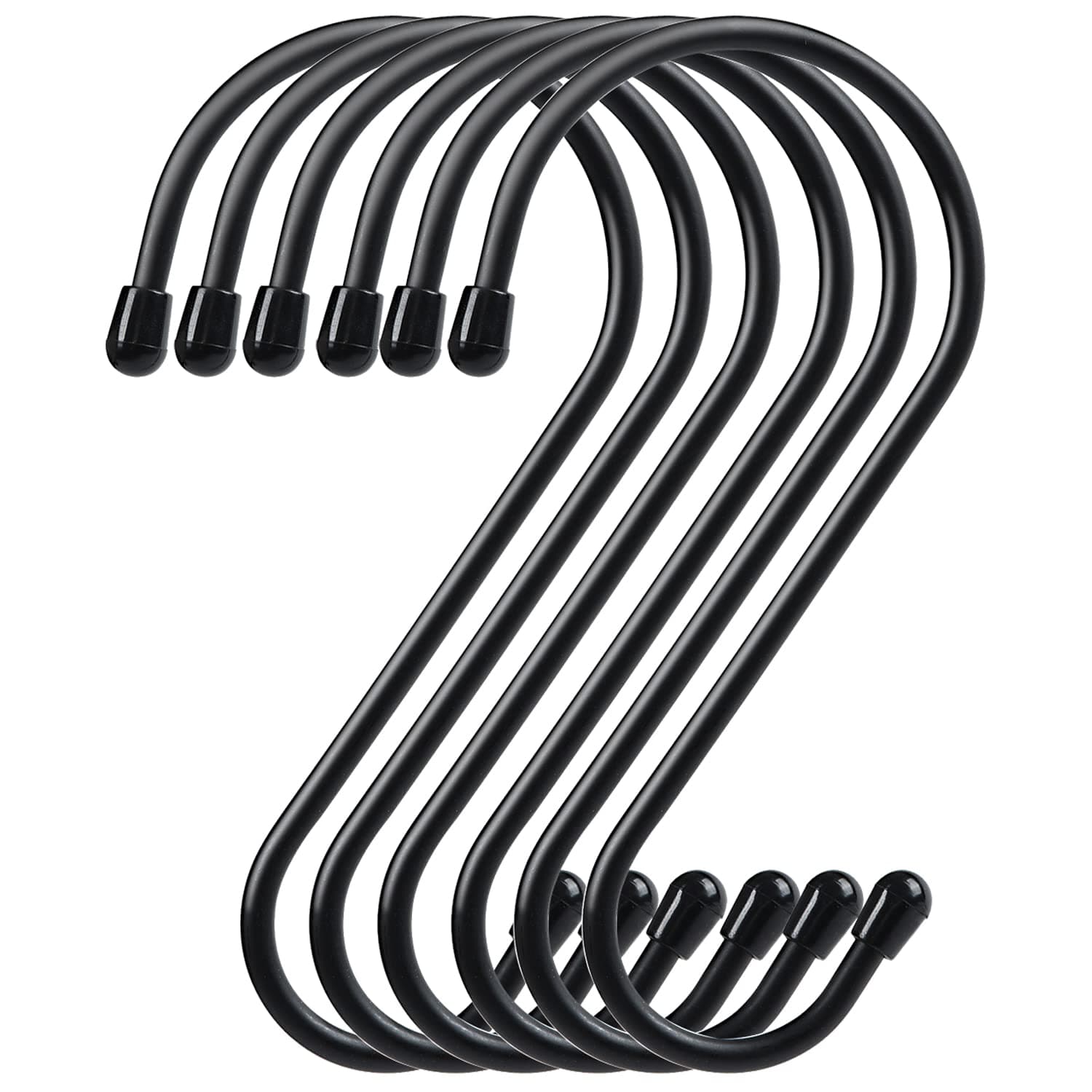 12 Pack 6 Inch S Hooks, Large S Hooks with Rubber Stopper Heavy Duty Metal S Hook, for Indoor or Outdoor, S Hooks for Hanging Plants, Birdhouse, Pan, Cups, Bags, Jewelry, Towels