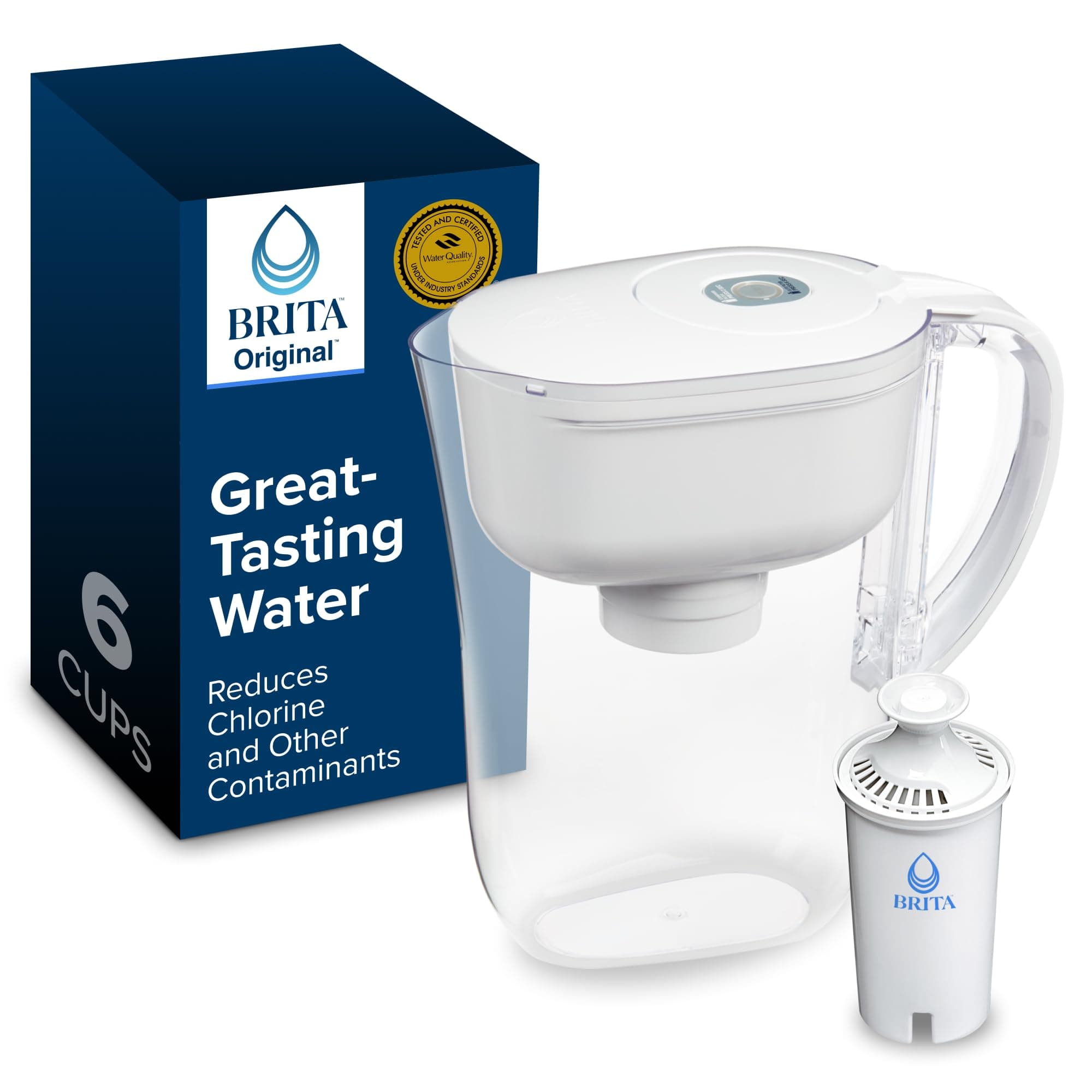 Metro Water Filter Pitcher with SmartLight Change Indicator, BPA-Free, Replaces 1,800 Plastic Water Bottles a Year, Lasts Two Months, Includes 1 Filter, Small - 6-Cup Capacity, White