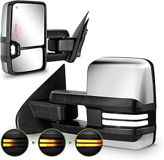 Towing Mirrors 2014-2018 Chevy Silverado/GMC Sierra, Switchback Dynamic Turn Signal Light, Heated (Chrome Silver)
